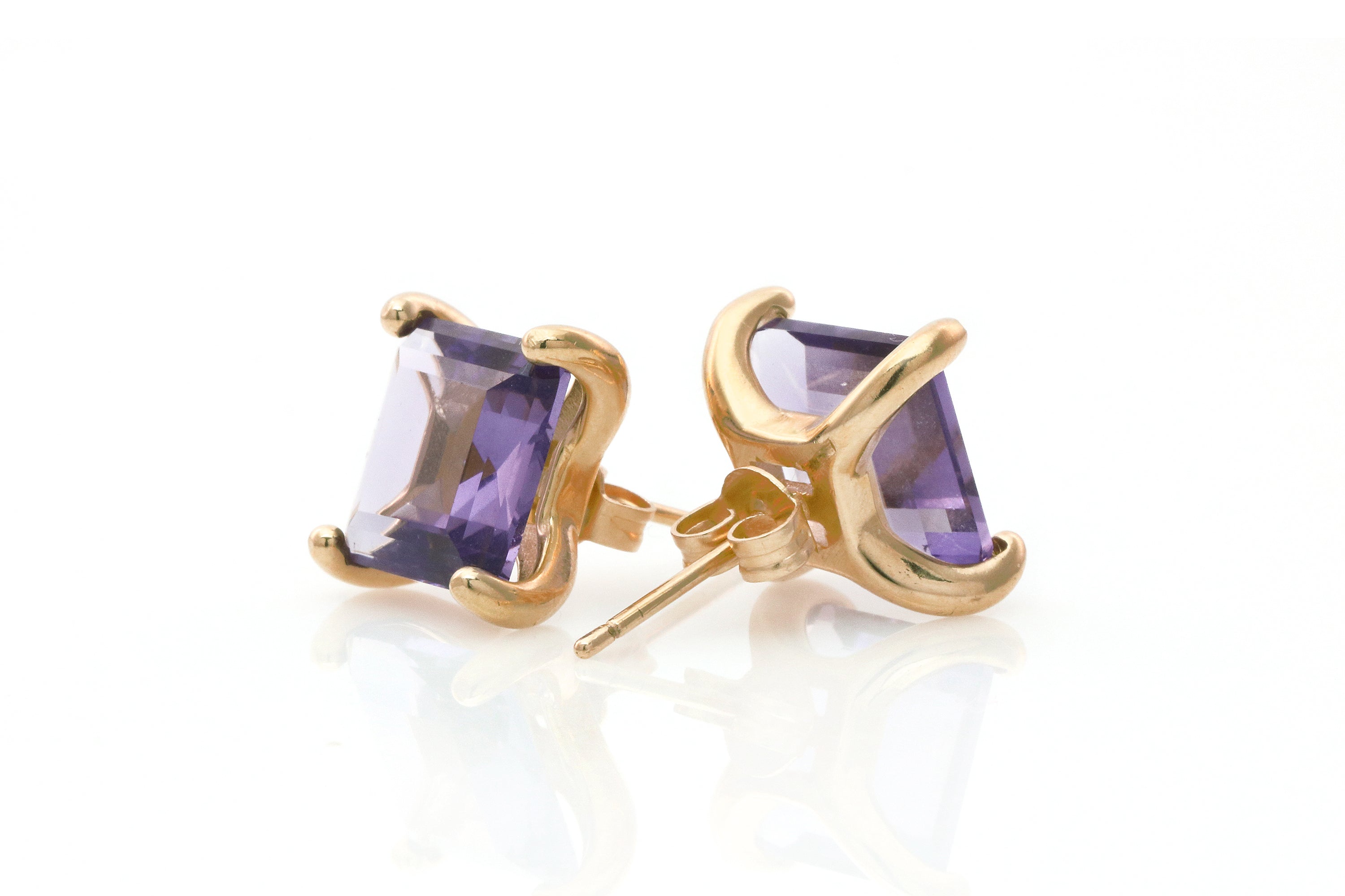 Princess Cut Amethyst Gold Filled Earrings Earrings Anemone Unique