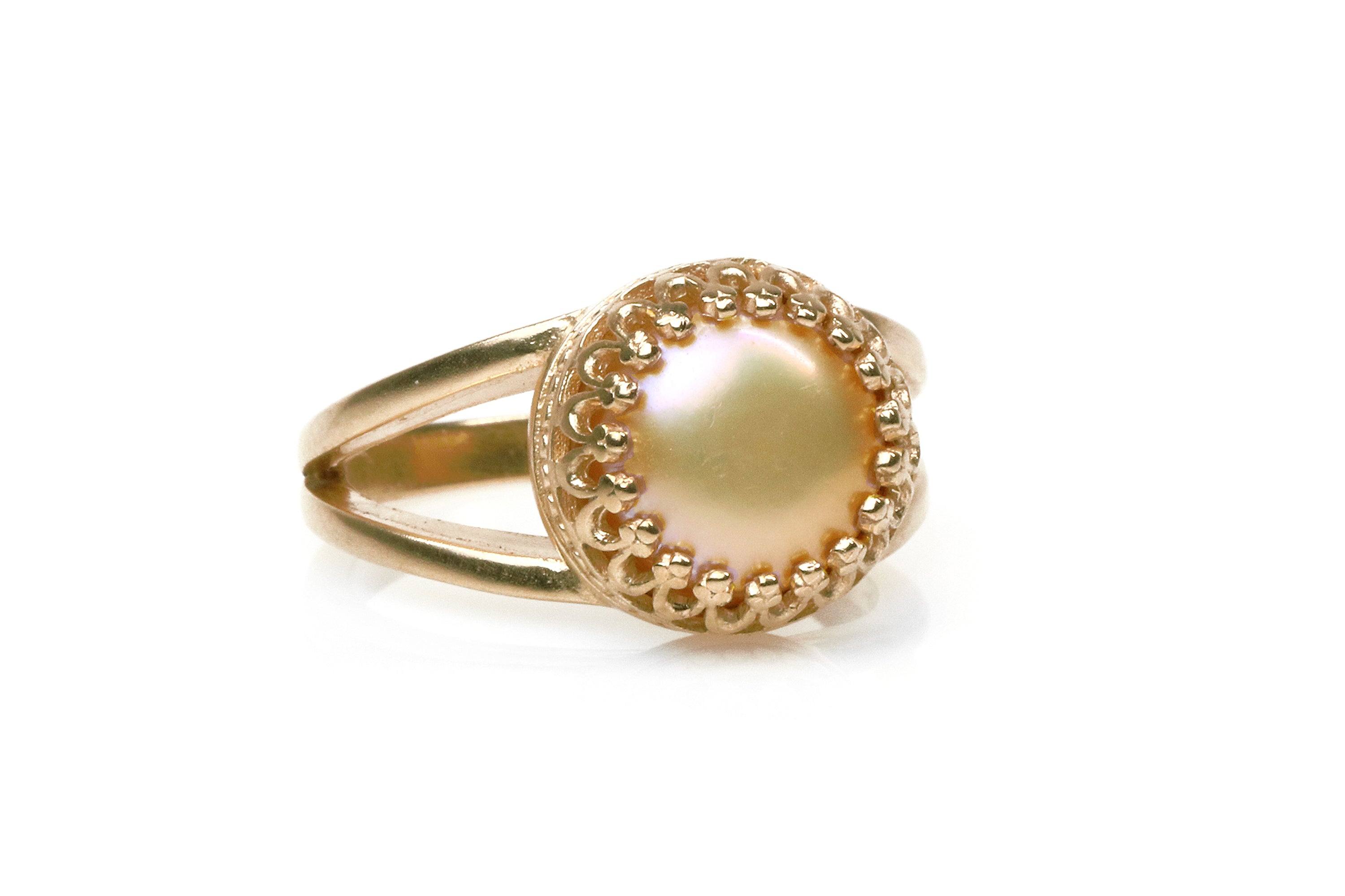 Artisan Gold Peach Pearl Ring Rings Anemone Jewelry