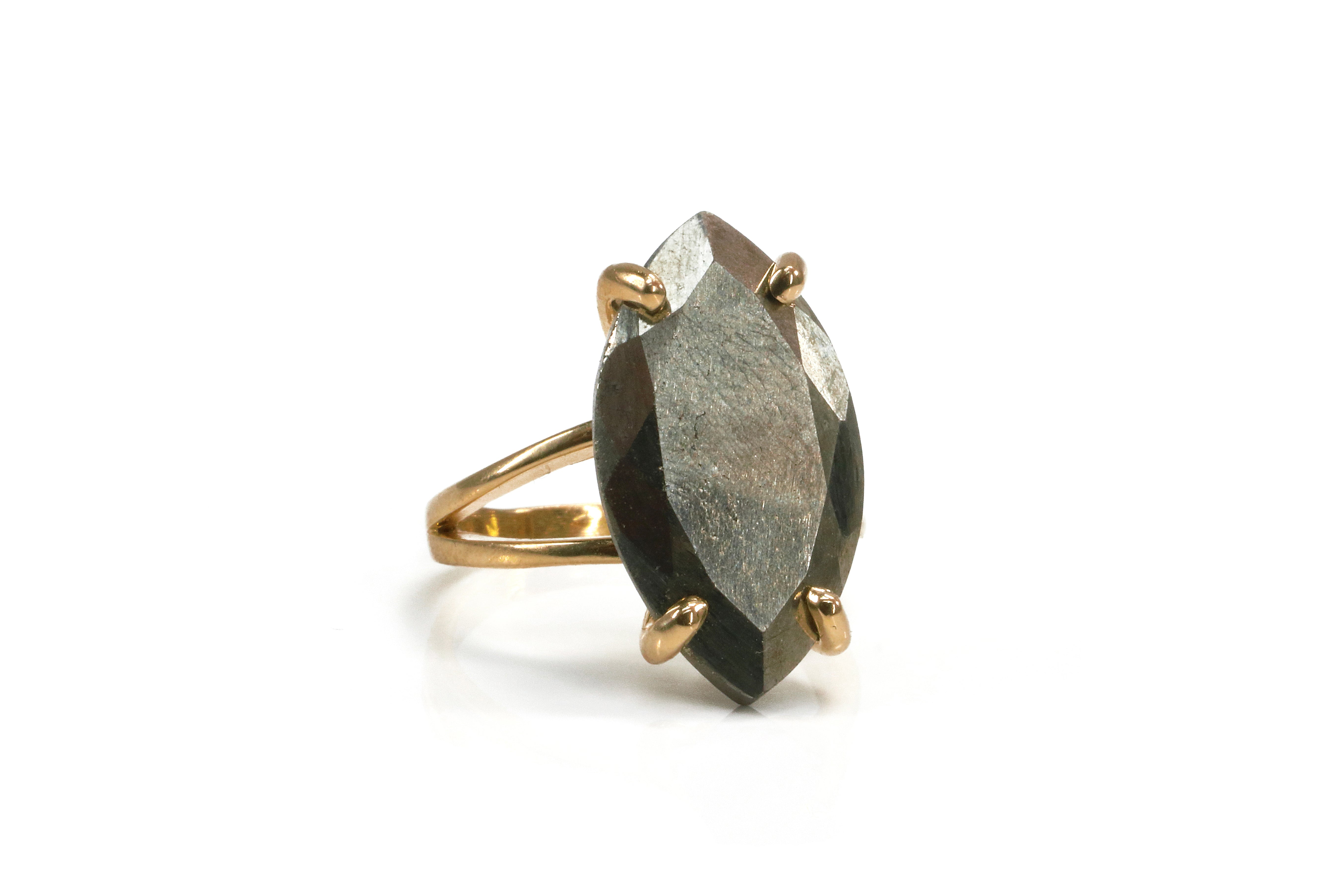 14k Gold Filled Custom Marquise Pyrite Ring Rings Anemone Jewelry
