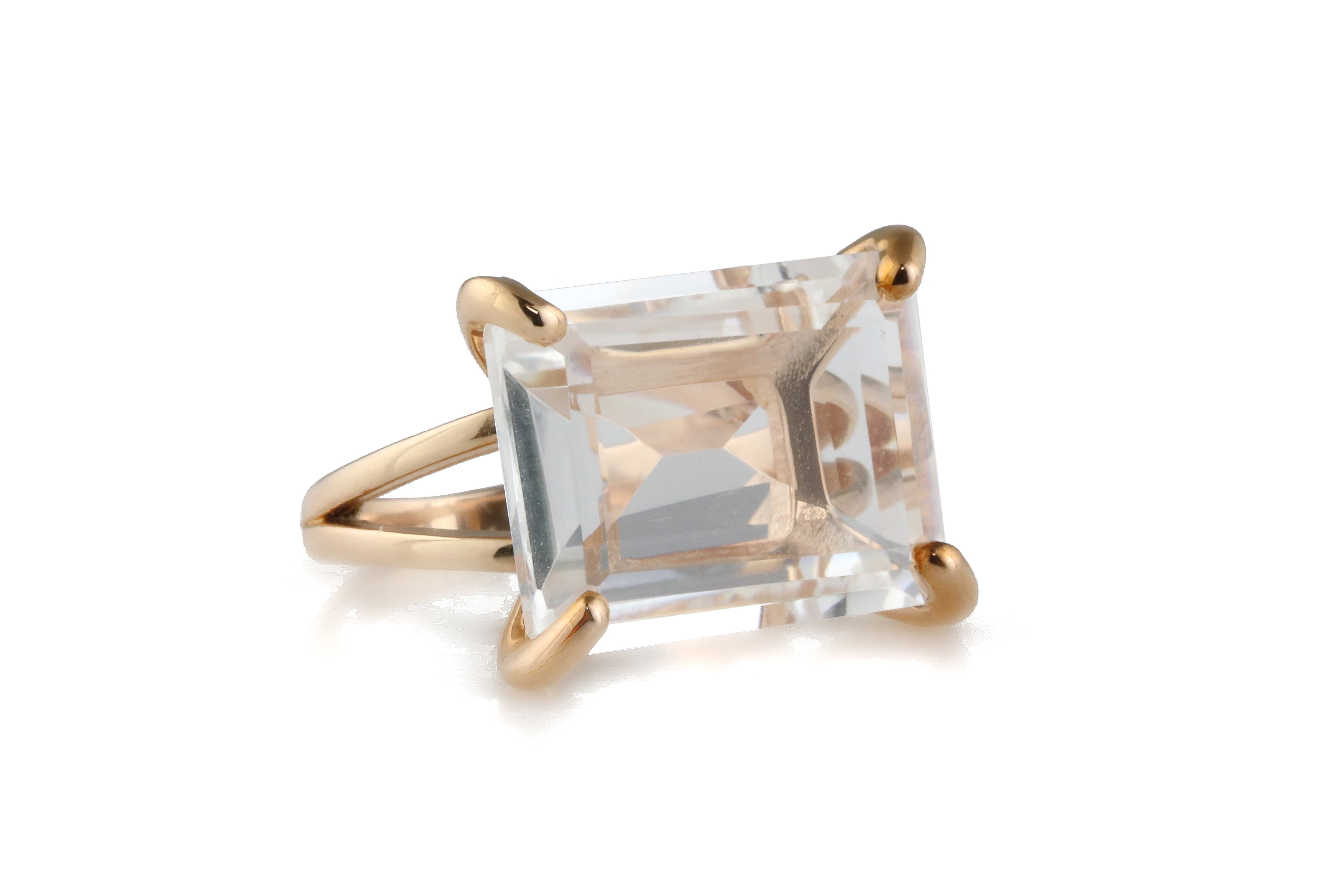 Rose Gold Crystal Quartz Gemstone Ring Rings Anemone Jewelry