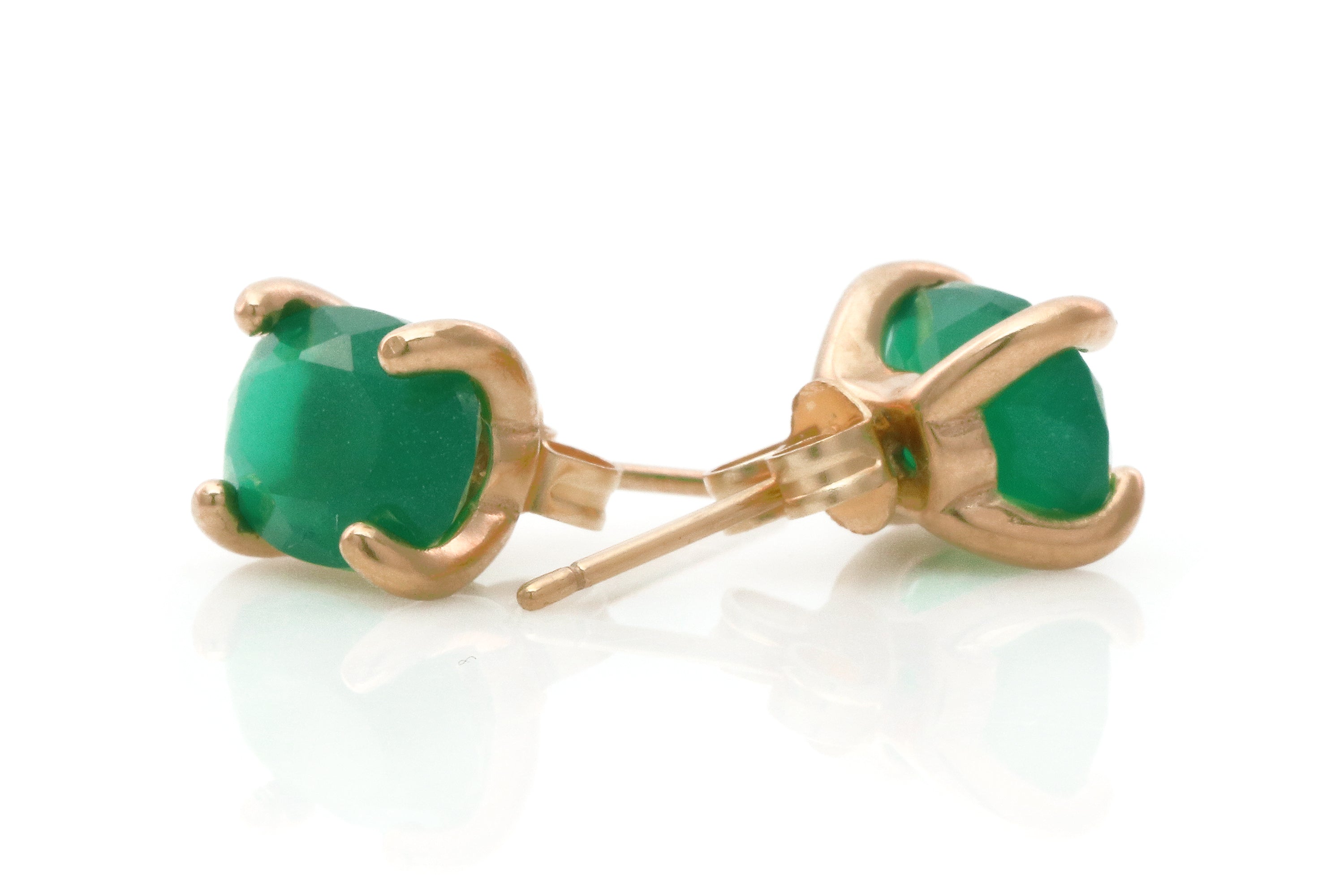 Vibrant Green Onyx Gold Earrings Earrings Anemone Unique