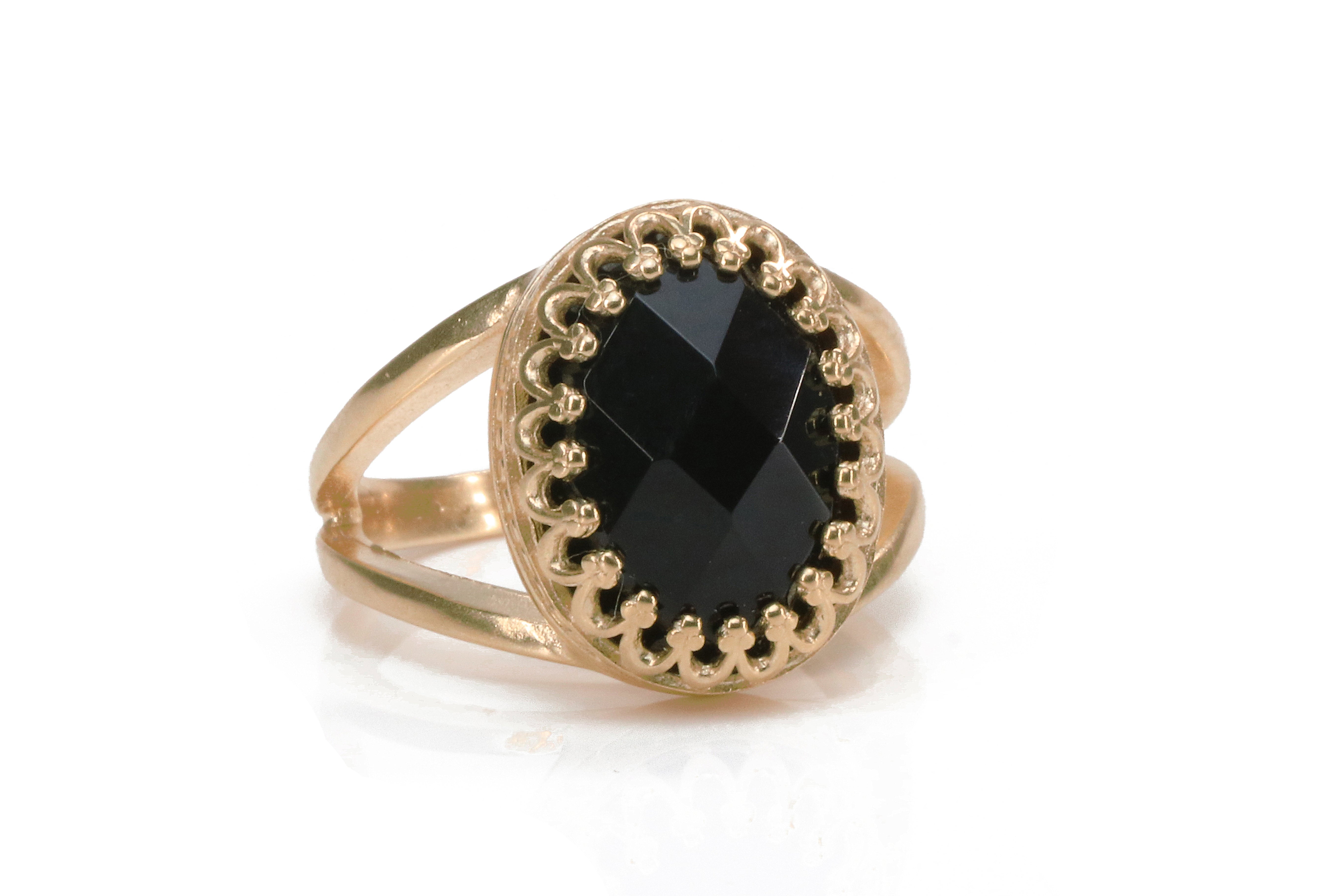 Oval Black Onyx Ring in Rose Gold Rings Anemone Jewelry