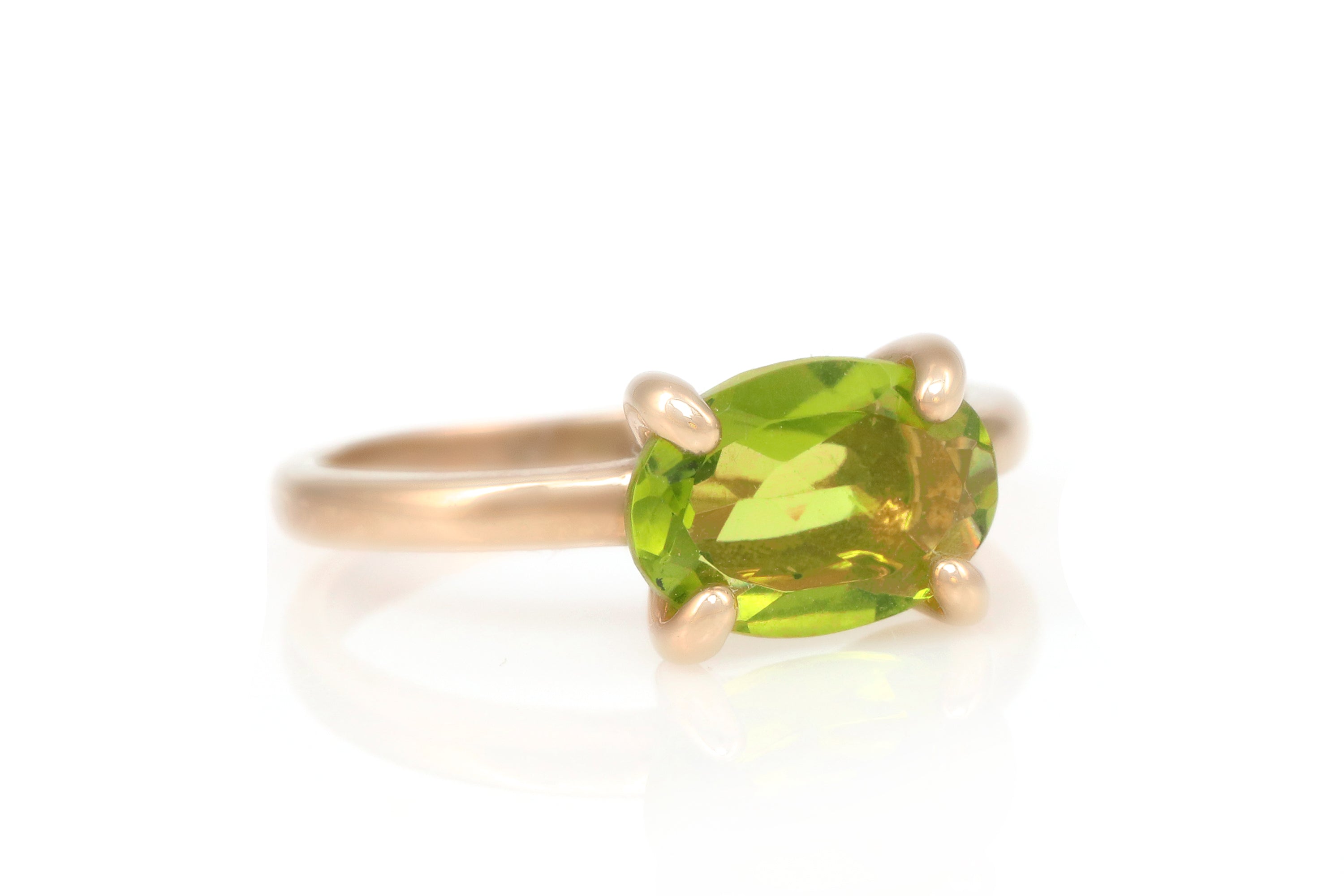 Solitaire Oval Peridot Gold Filled Ring Rings Anemone Unique