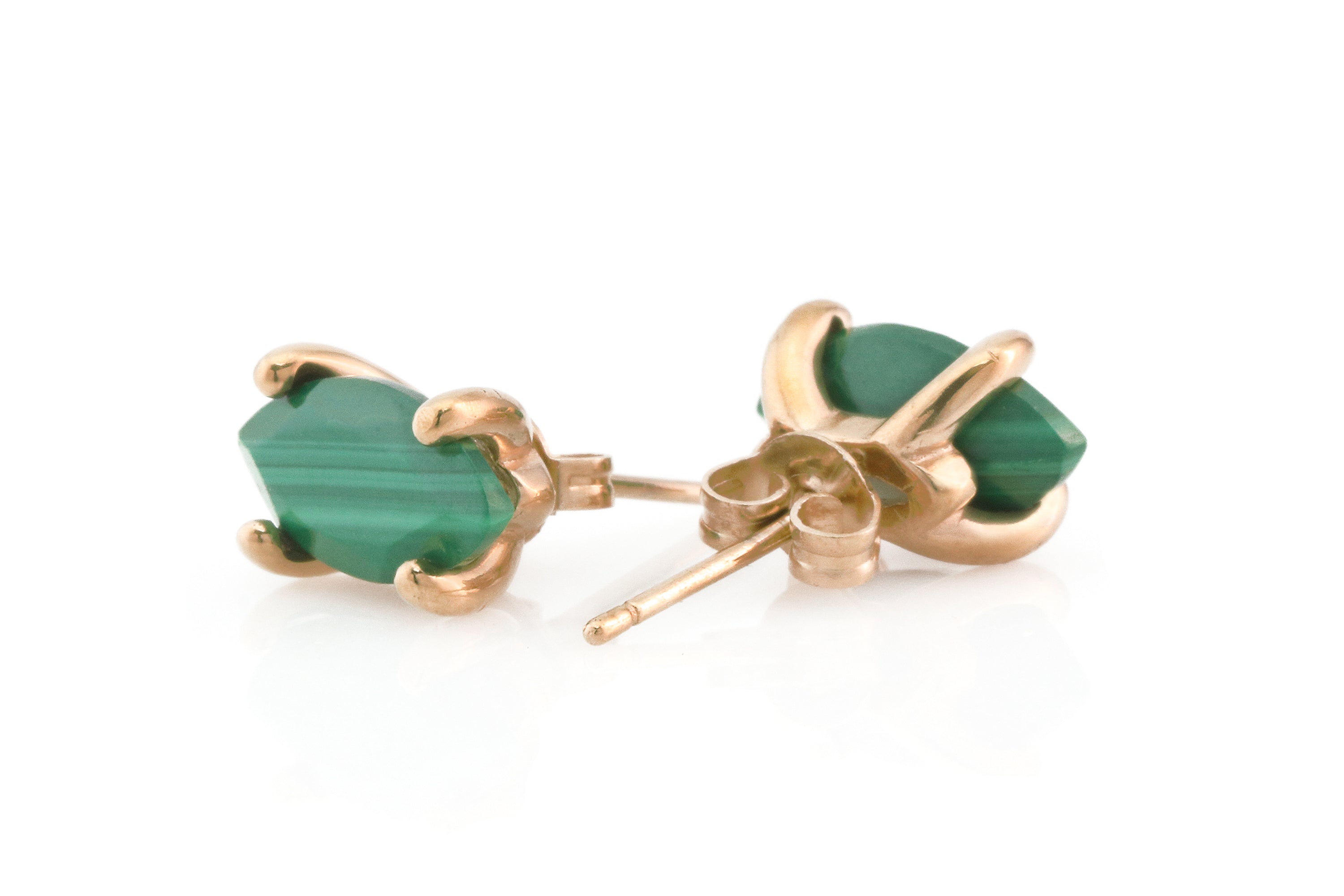 Vibrant Dainty Green Malachite Gold Earrings Earrings Anemone Unique