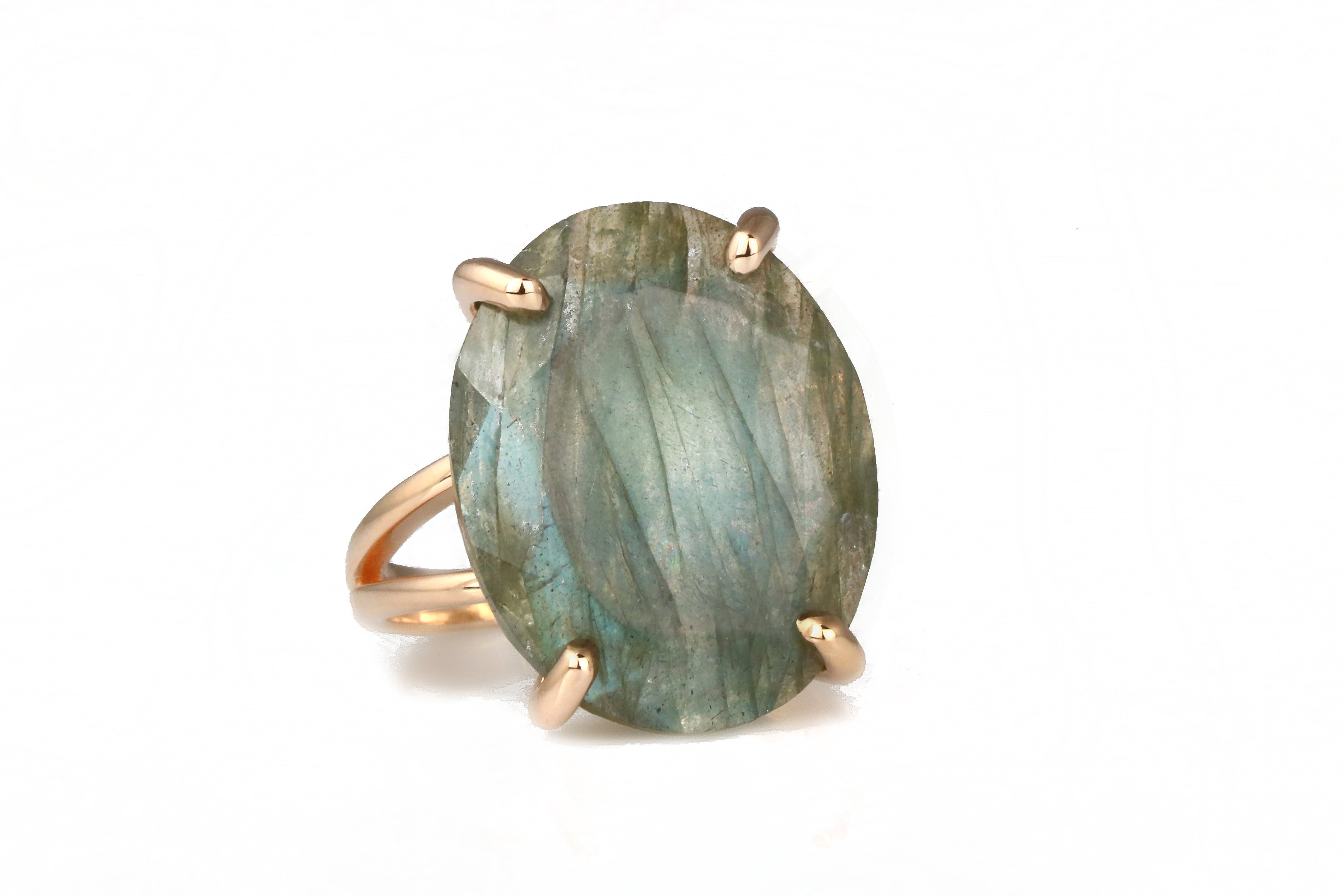 Labradorite in 14k Rose Gold Ring Rings Anemone Jewelry