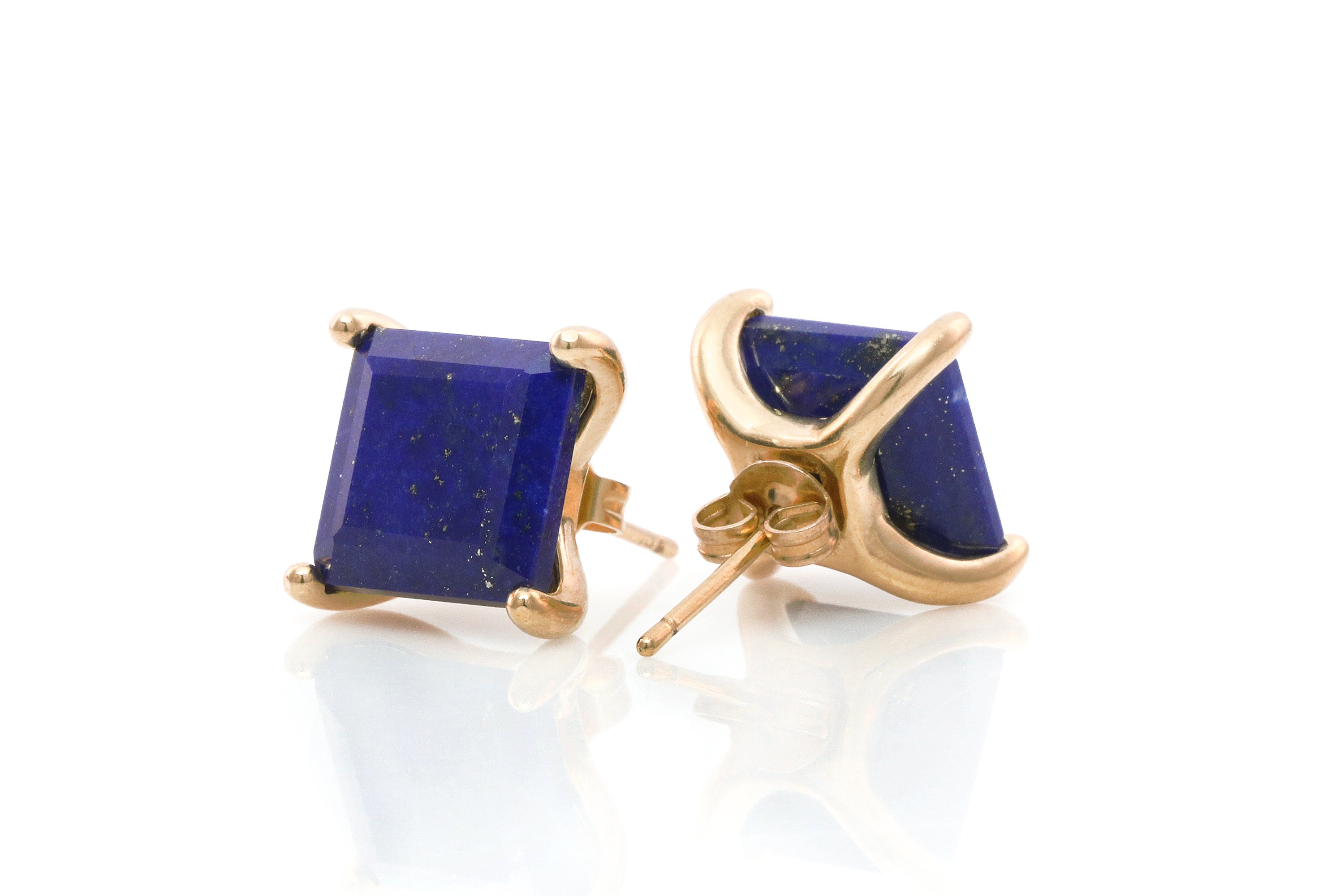 Gold Lapis Lazuli Square Earrings Earrings Anemone Unique