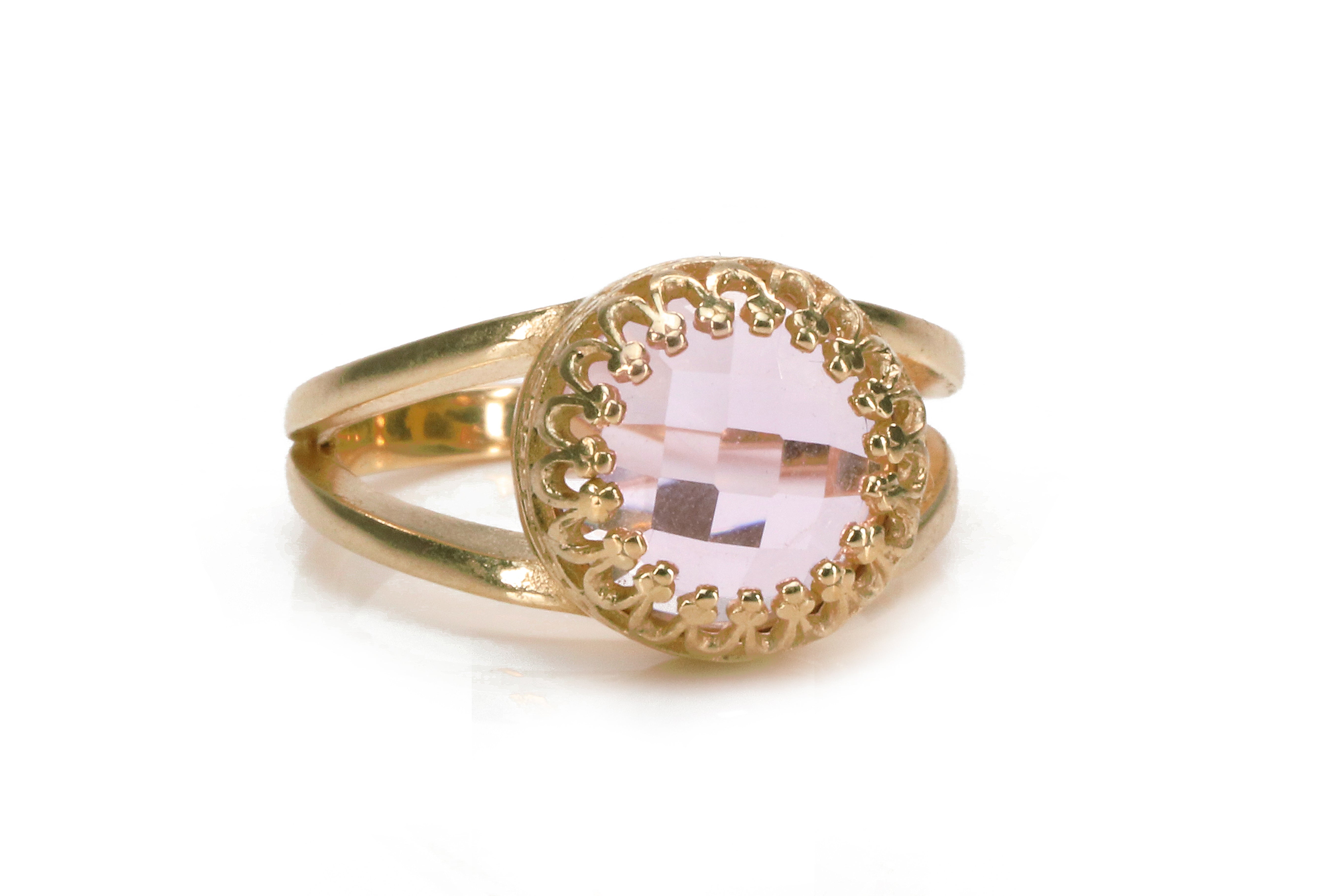 Stunning Rose Quartz Ring in 14k Rose Gold Rings Anemone Jewelry