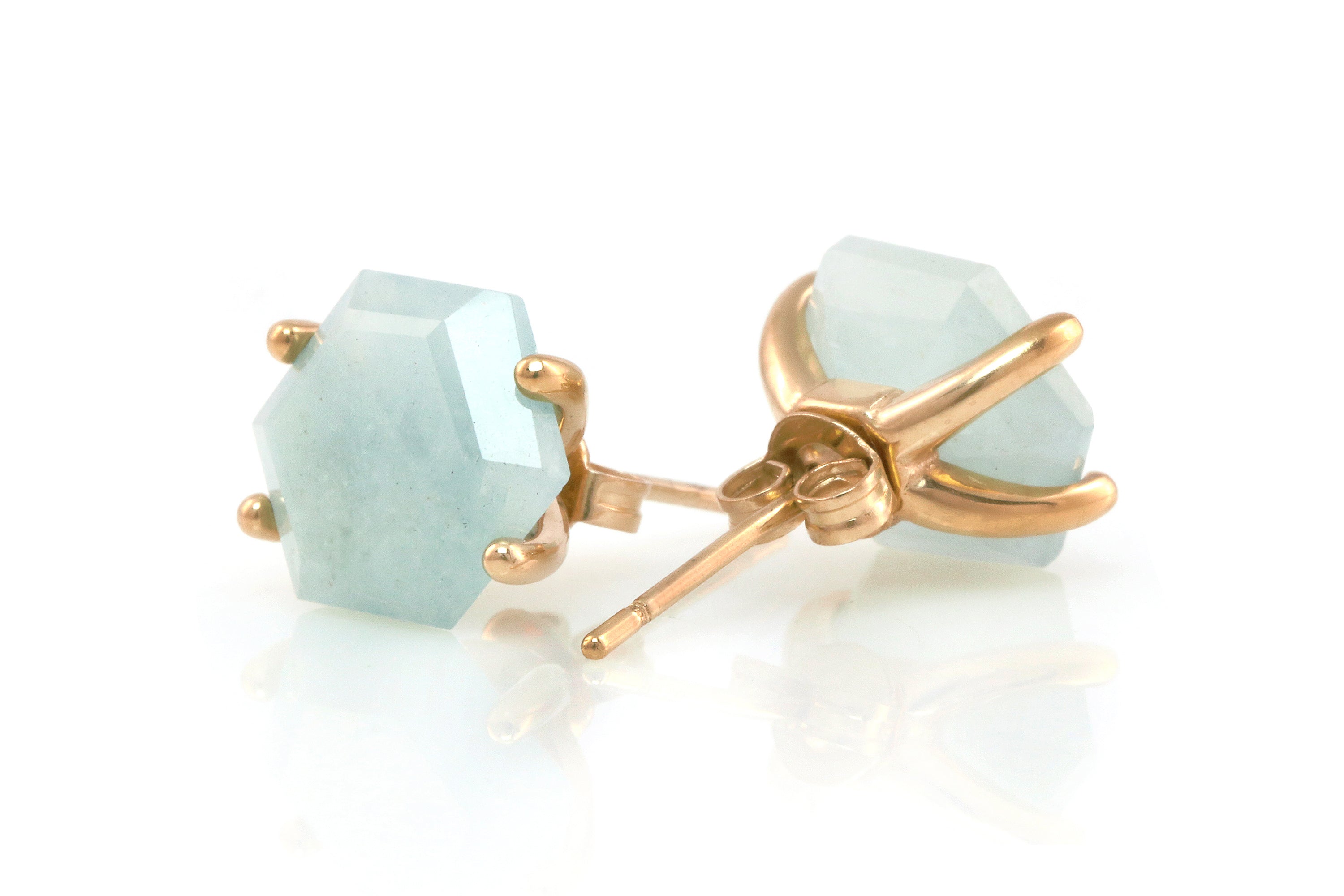 Fashion Gold Aquamarine Stud Earrings Earrings Anemone Unique