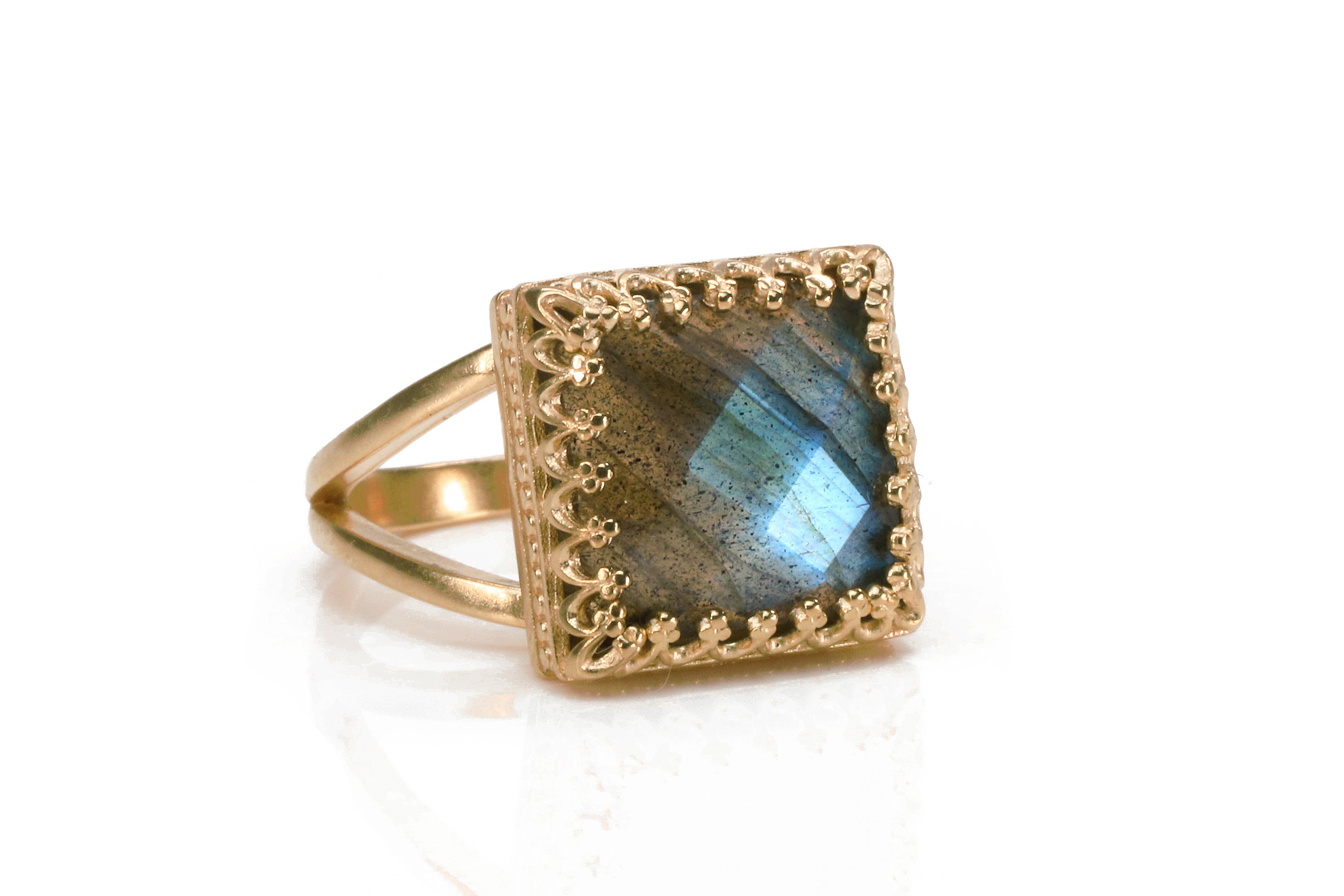 Colorful Labradorite Ring in 14k Gold-filled Band Rings Anemone Jewelry