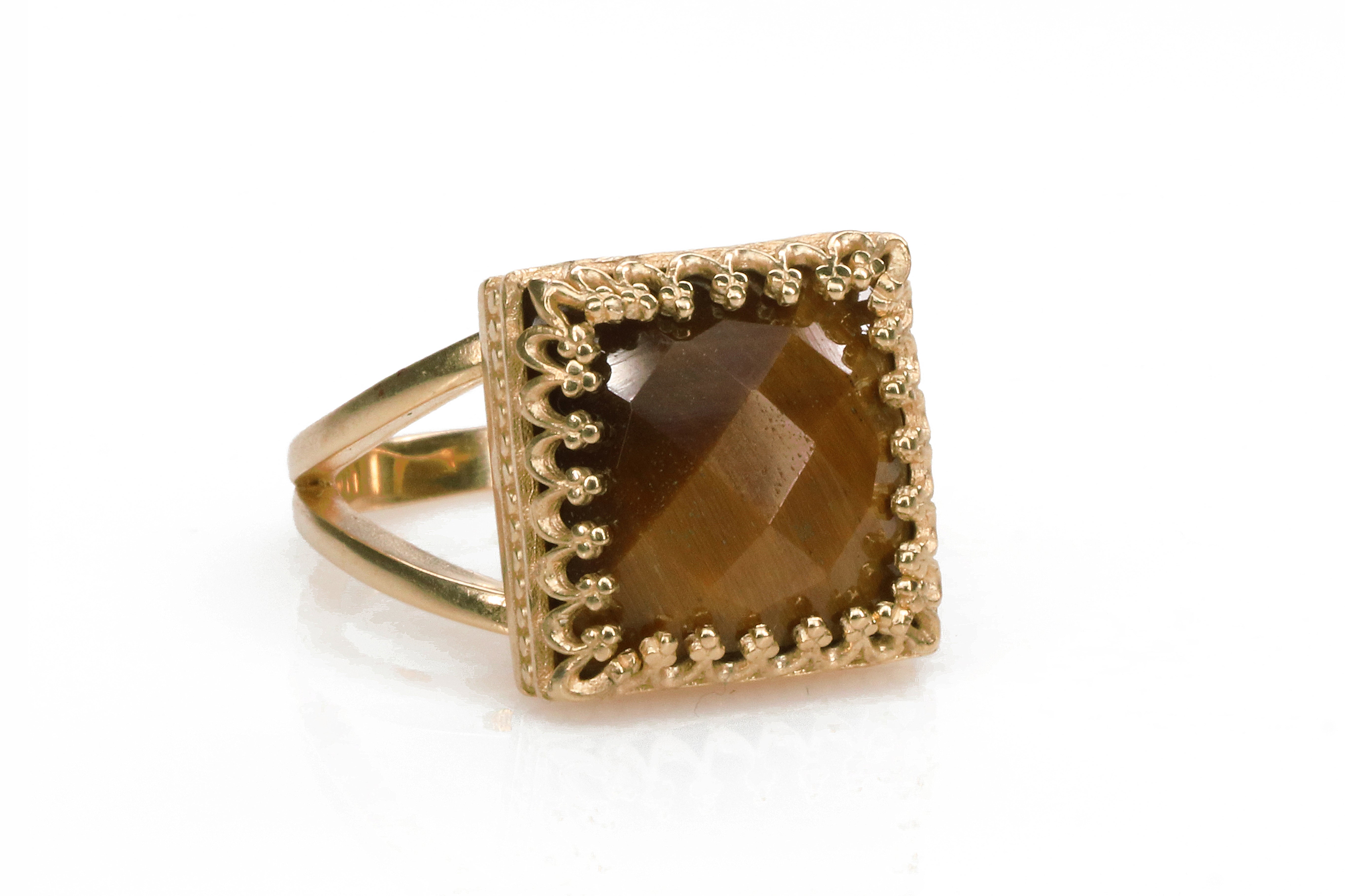 Tiger Eye Gemstone in 14k Gold Ring Rings Anemone Jewelry