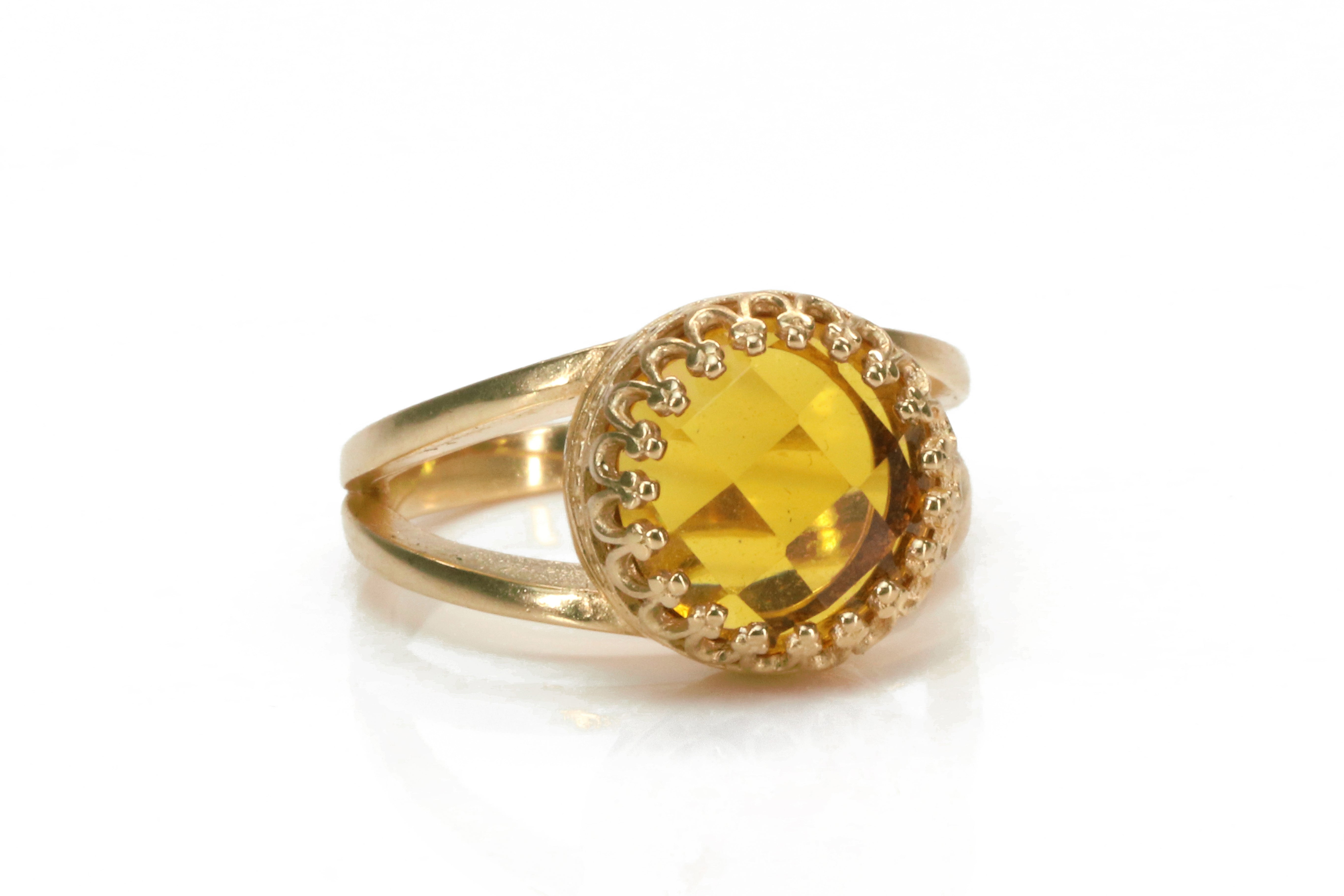 Citrine Ring with 14K Rose Gold-filled Double Band Rings Anemone Jewelry