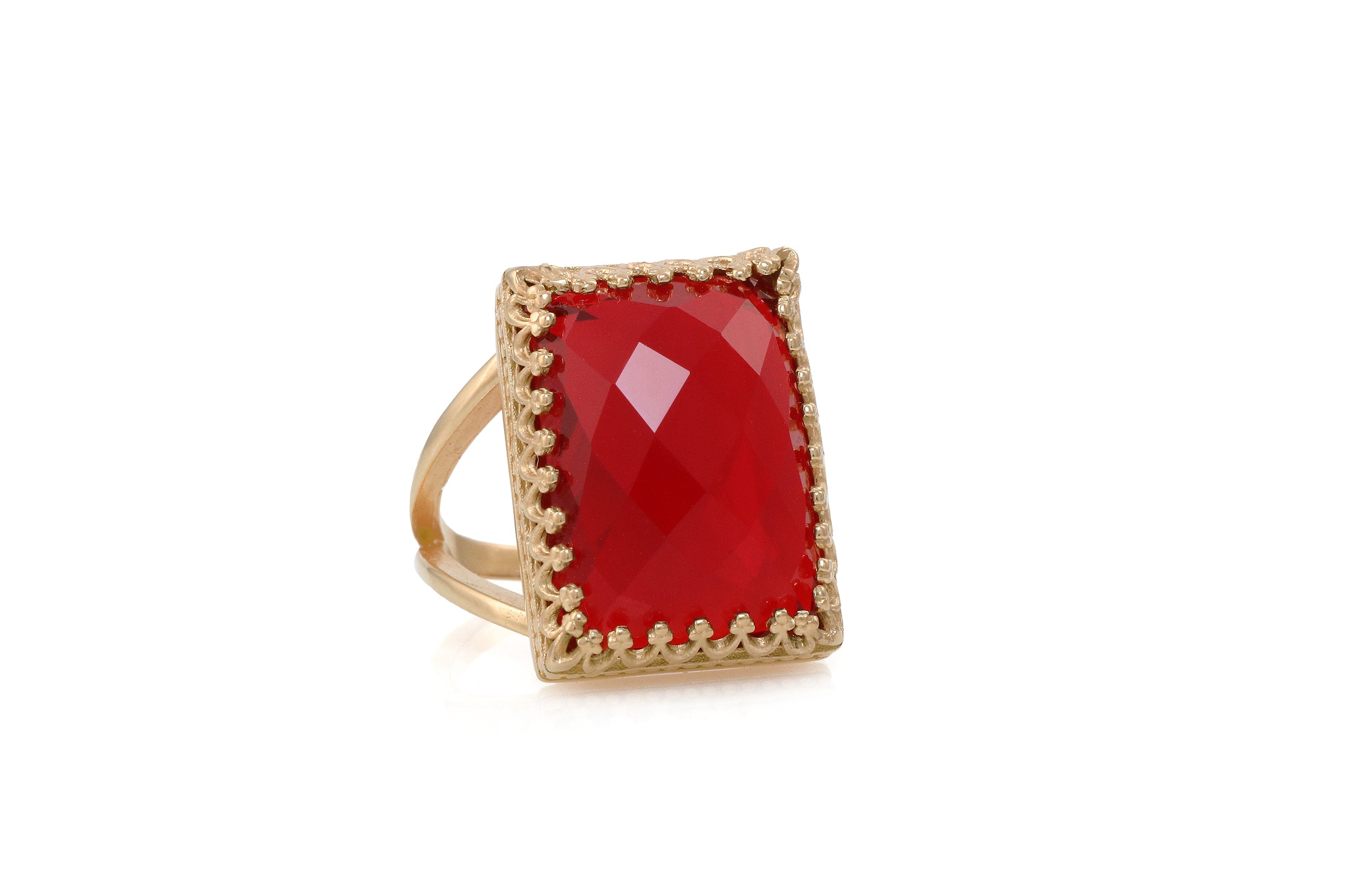Fine Rectangle Ruby Ring in Gold Rings Anemone Jewelry