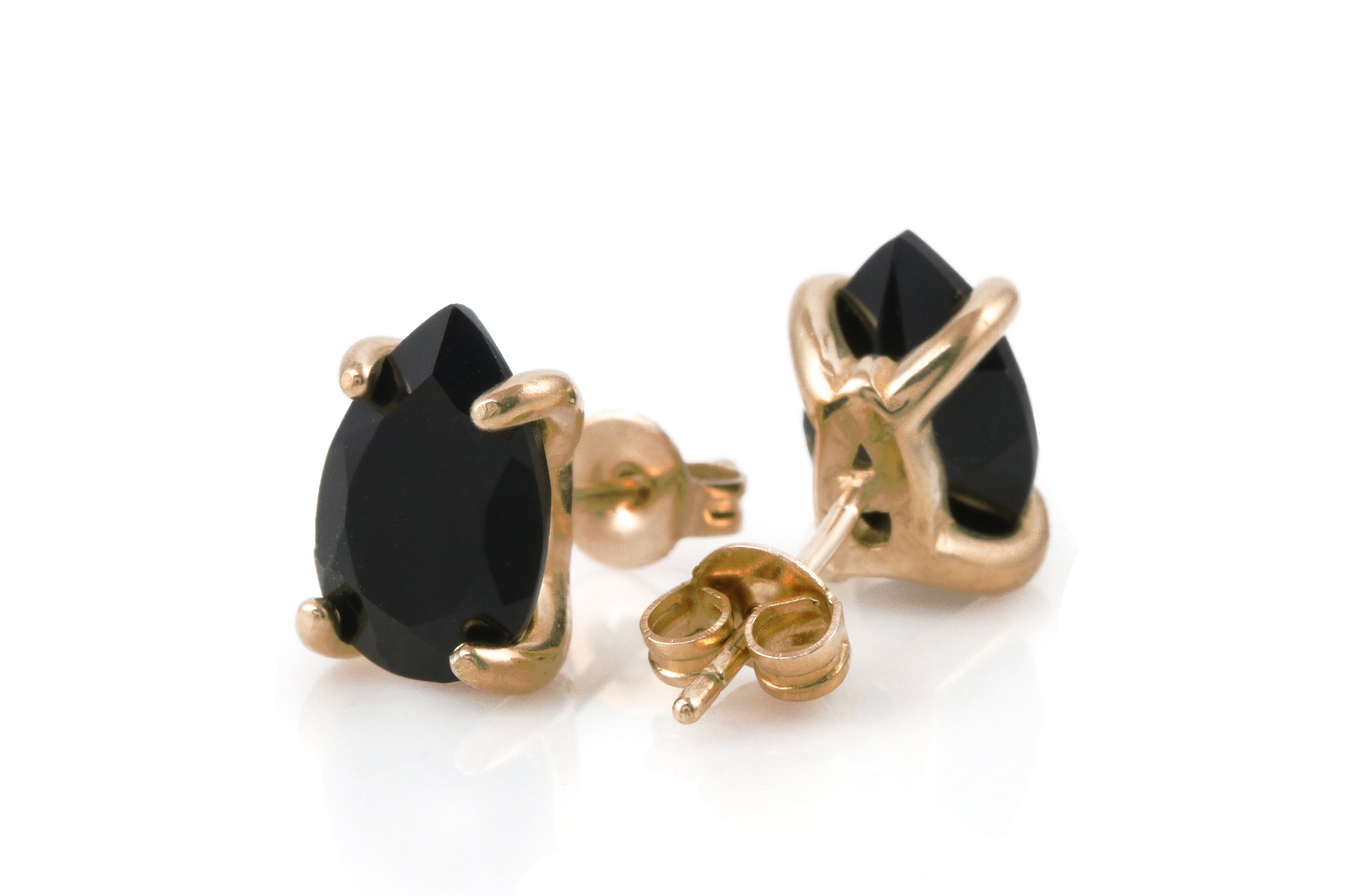 Black Pear Onyx Earrings in Gold Earrings Anemone Unique