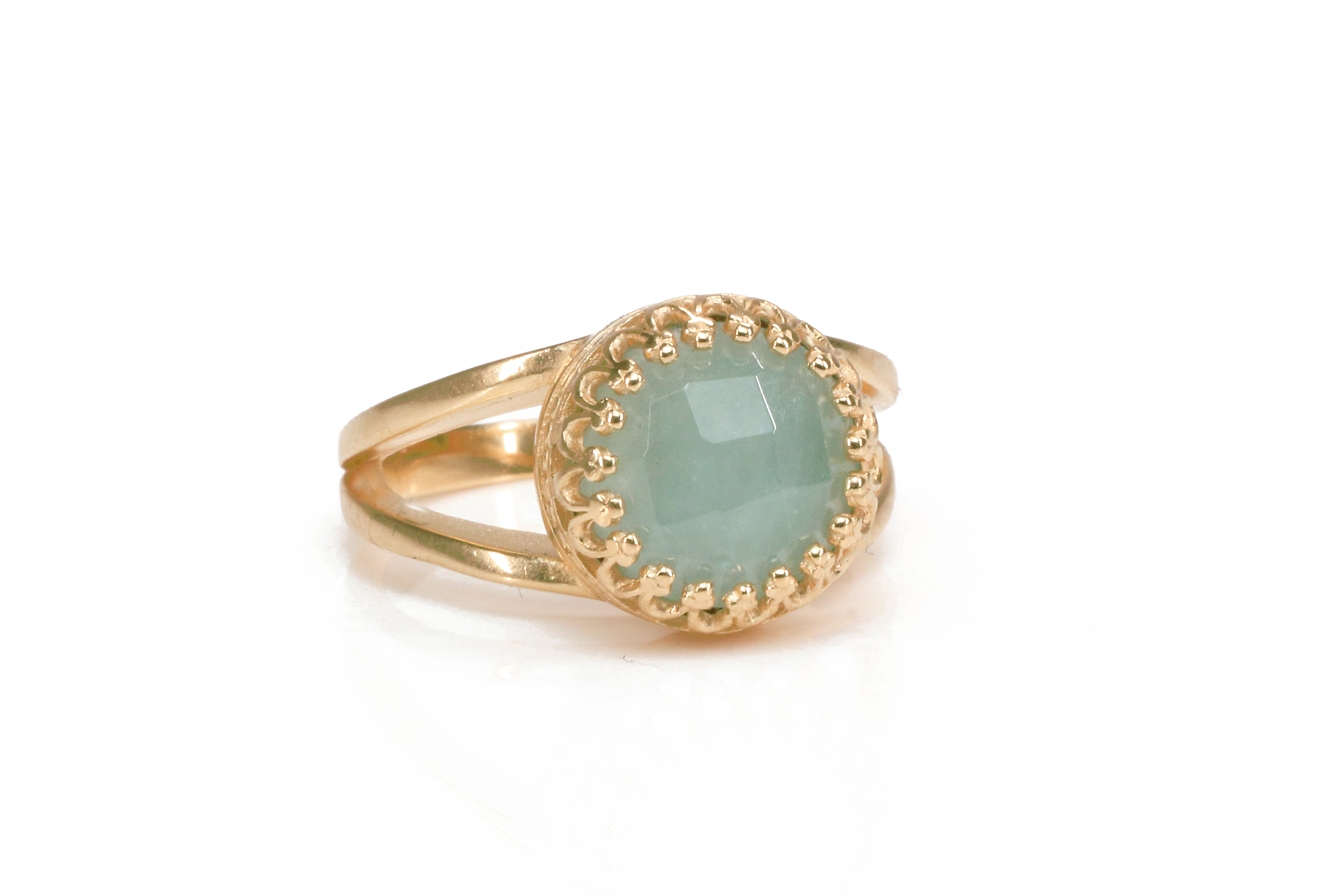 Faceted Aquamarine Ring in14k Rose Gold Rings Anemone Jewelry