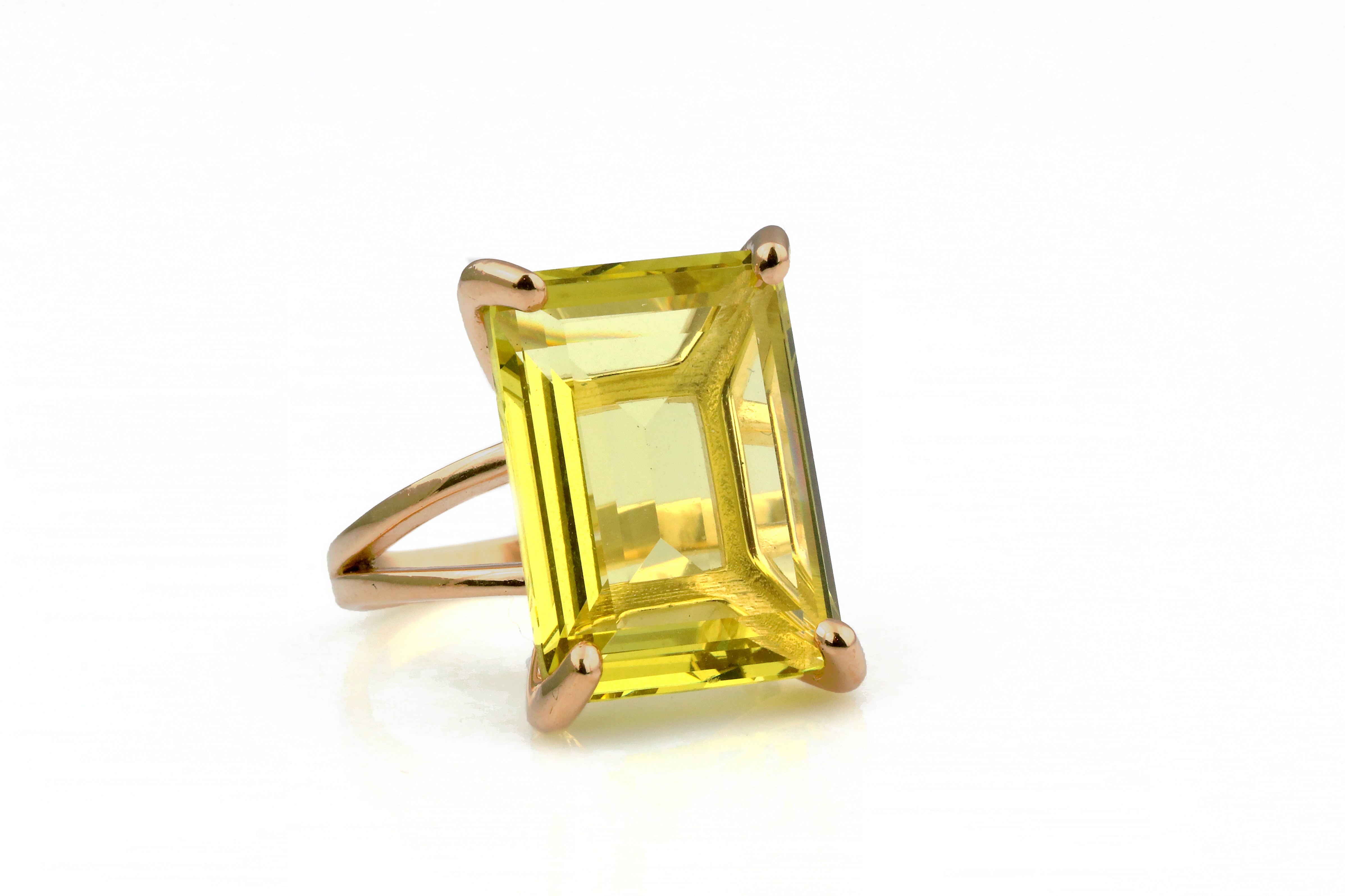 Rectangular Lemon Quartz in 14k Gold-filled Setting Rings Anemone Jewelry