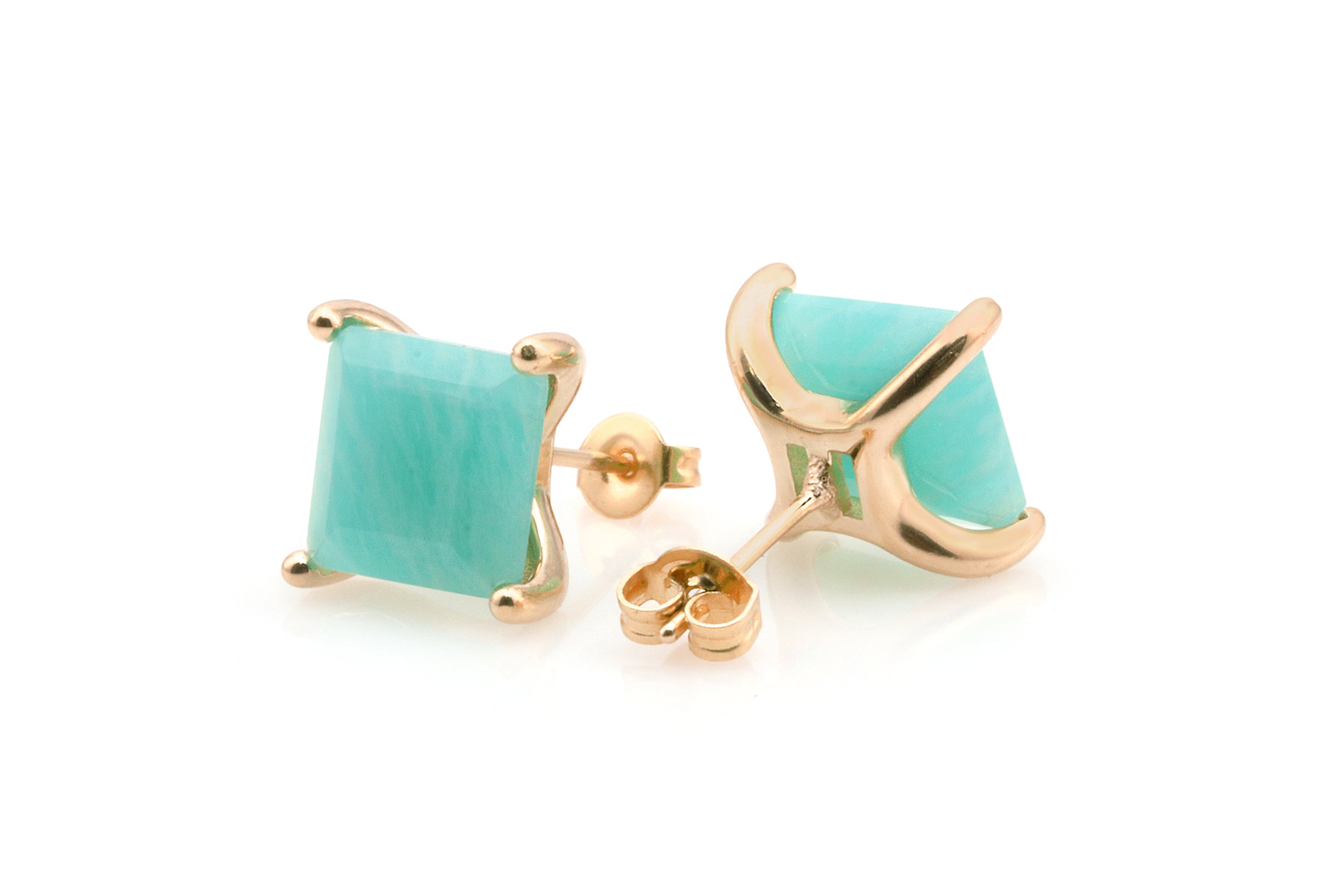 Amazing Amazonite Earrings in Gold Earrings Anemone Unique