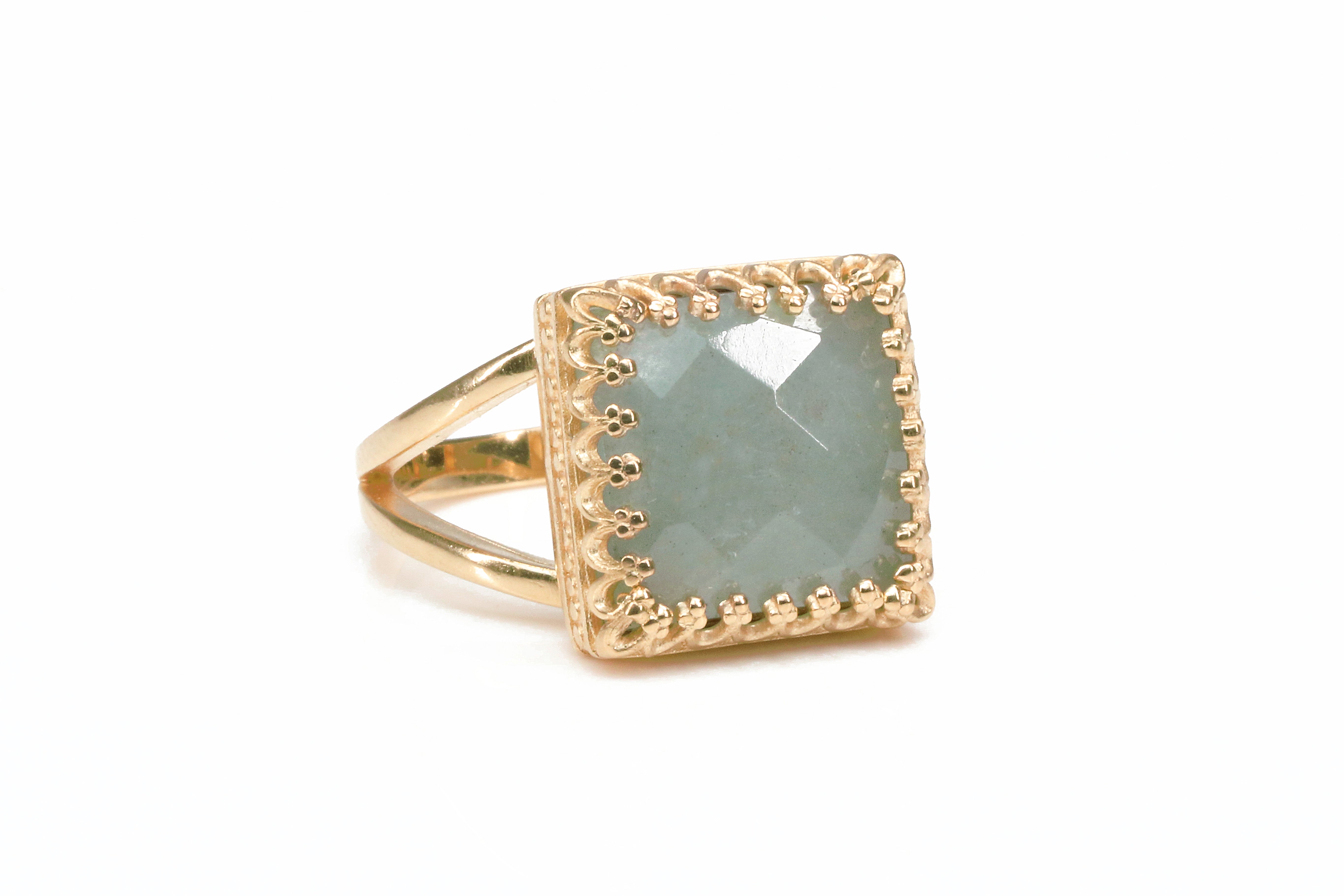 Aquamarine Square Ring Rings Anemone Jewelry