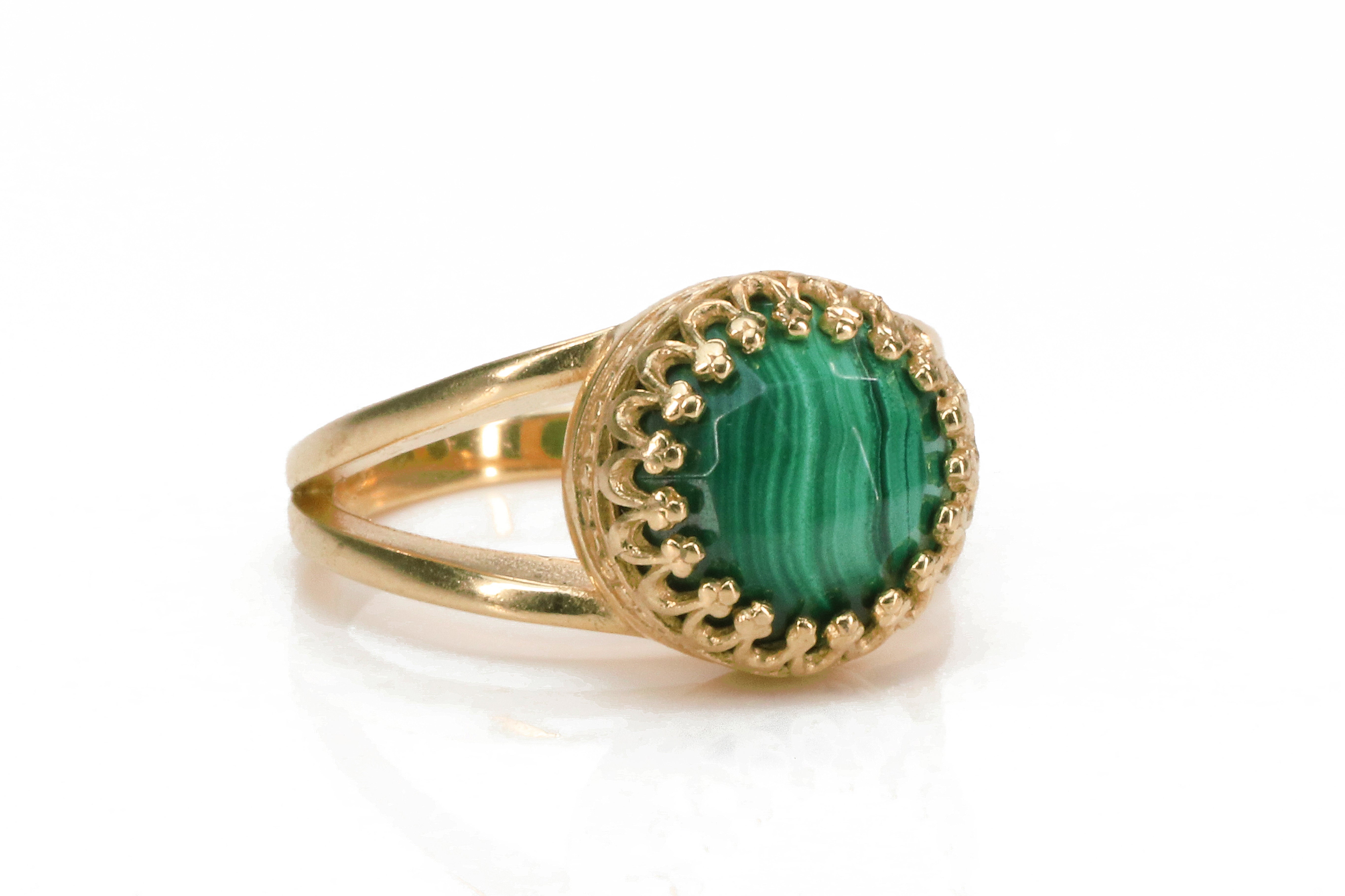 Green Malachite Ring in 14K Gold Rings Anemone Jewelry