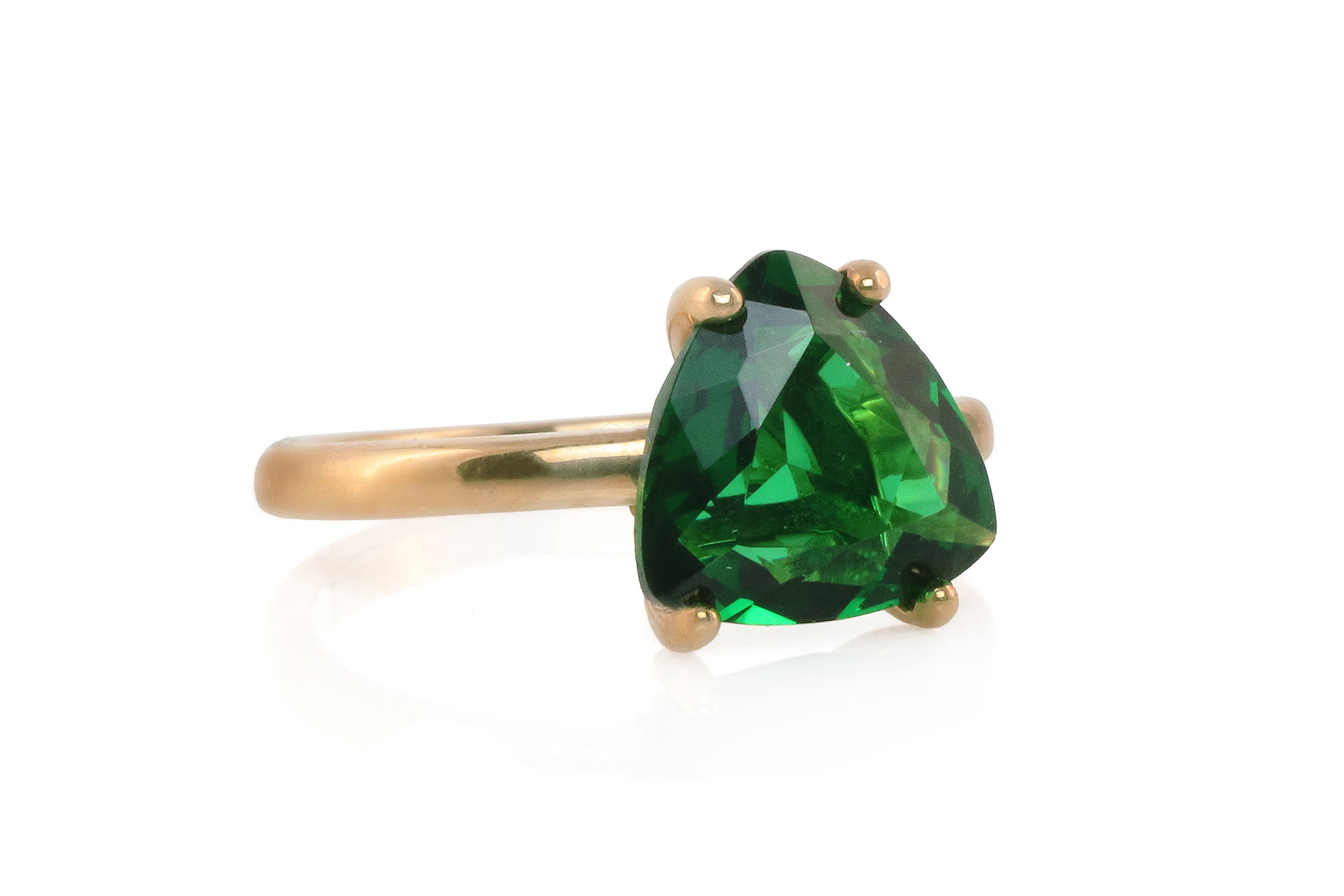 Vibrant Solitaire Emerald Ring in Gold Rings Anemone Unique