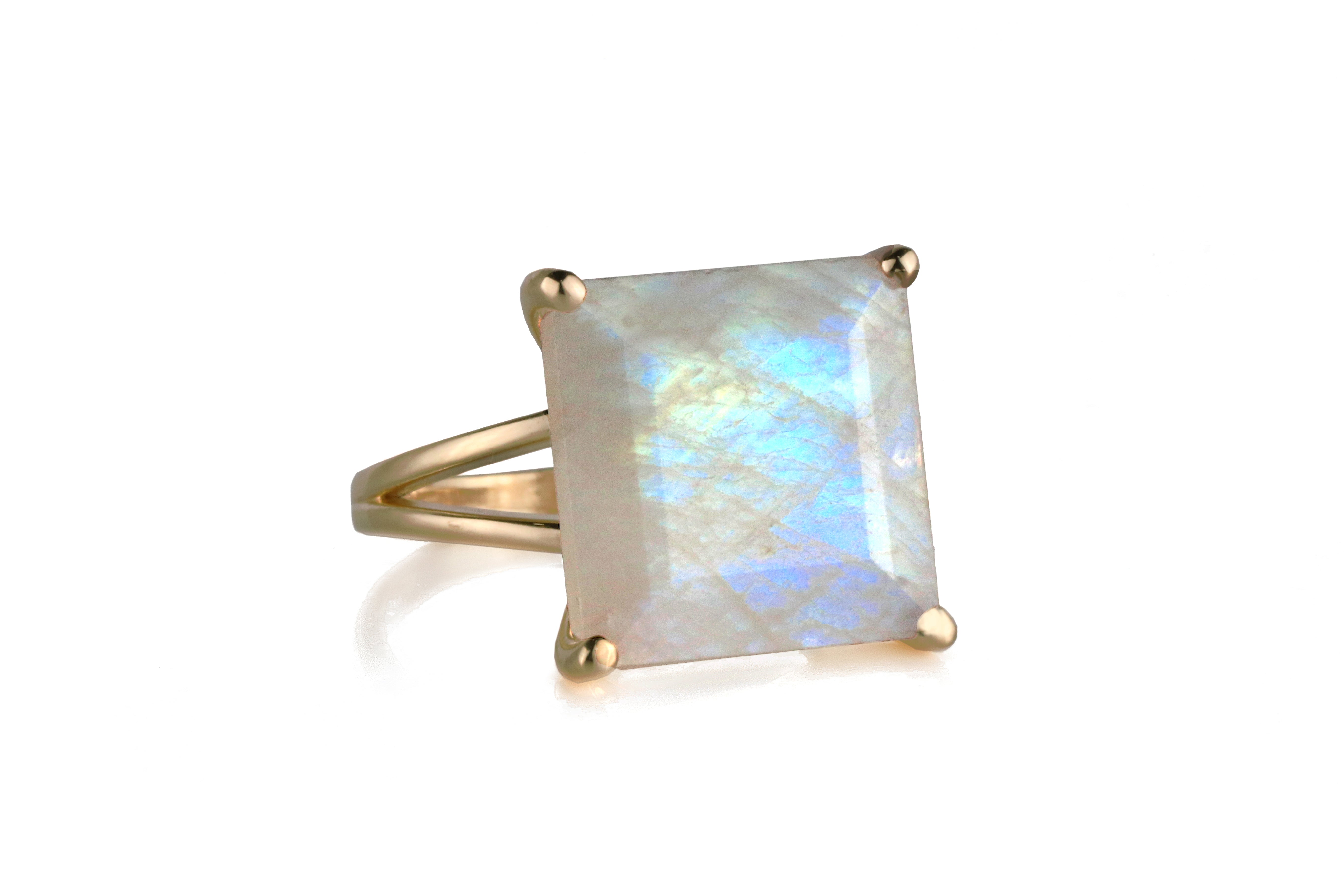 Mystic Moonstone Ring in 14k Rose Gold Rings Anemone Jewelry