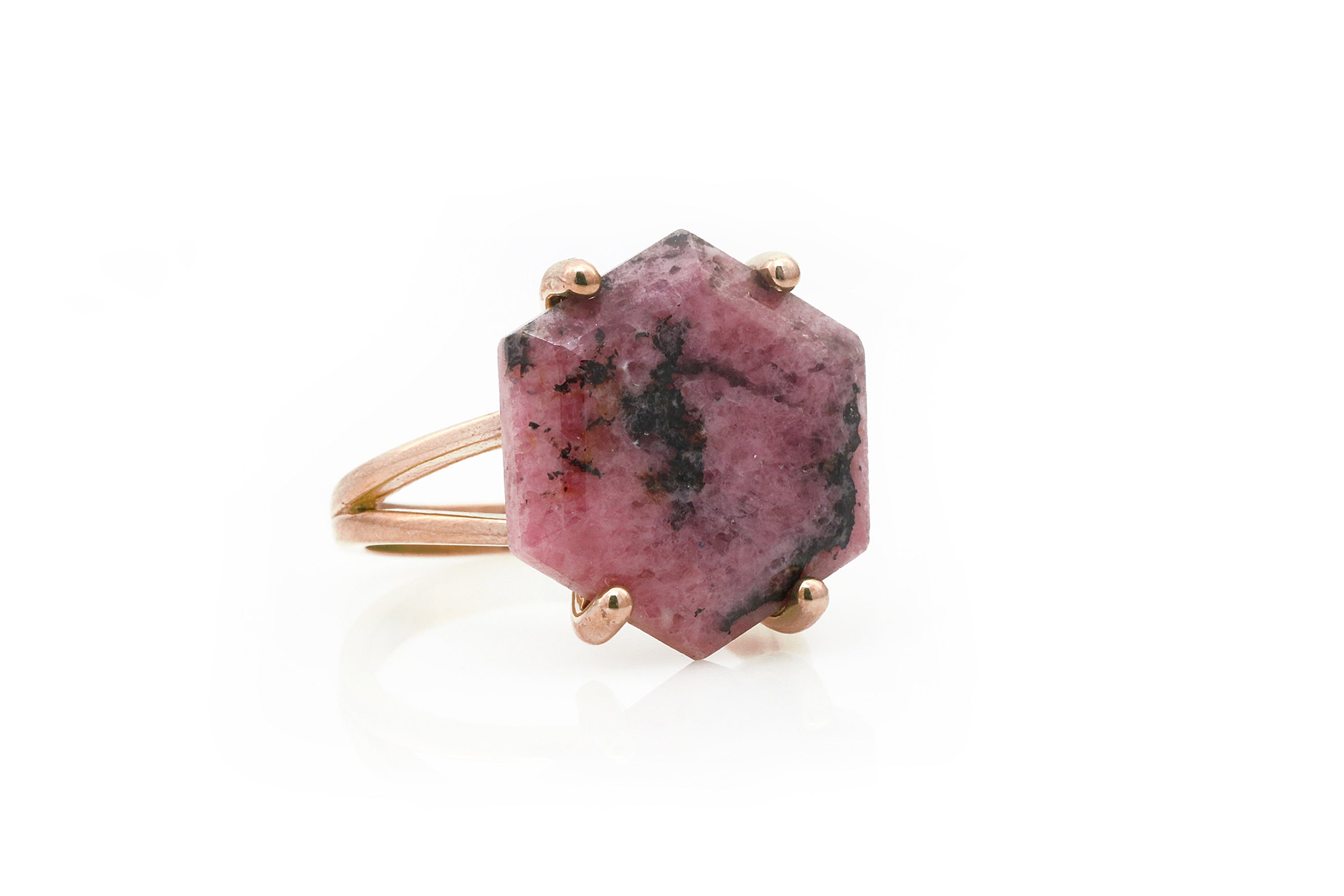 Fashionable Gold Cocktail Rhodonite Ring Rings Anemone Jewelry
