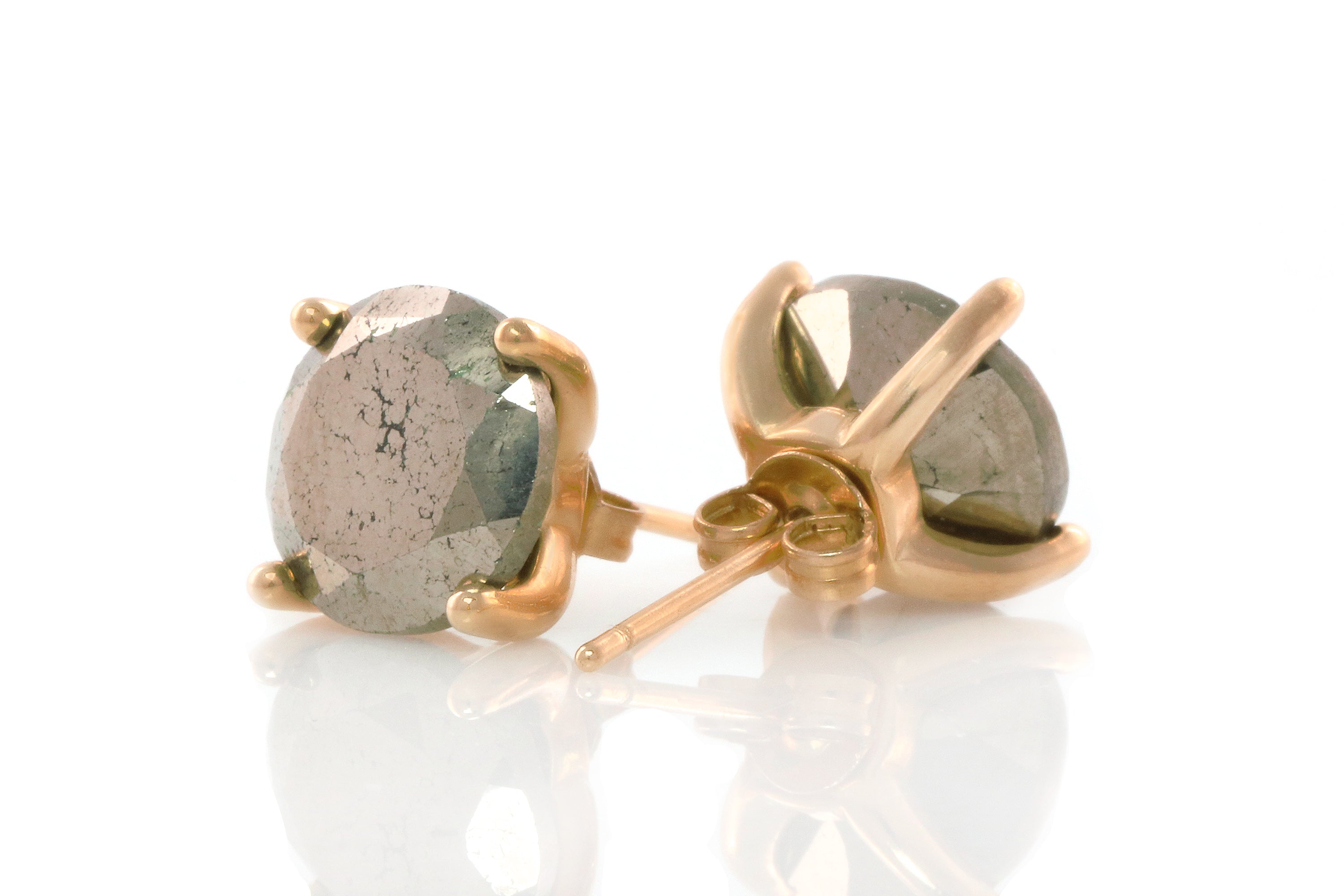 Semiprecious Pyrite Stone Gold Earrings Earrings Anemone Unique
