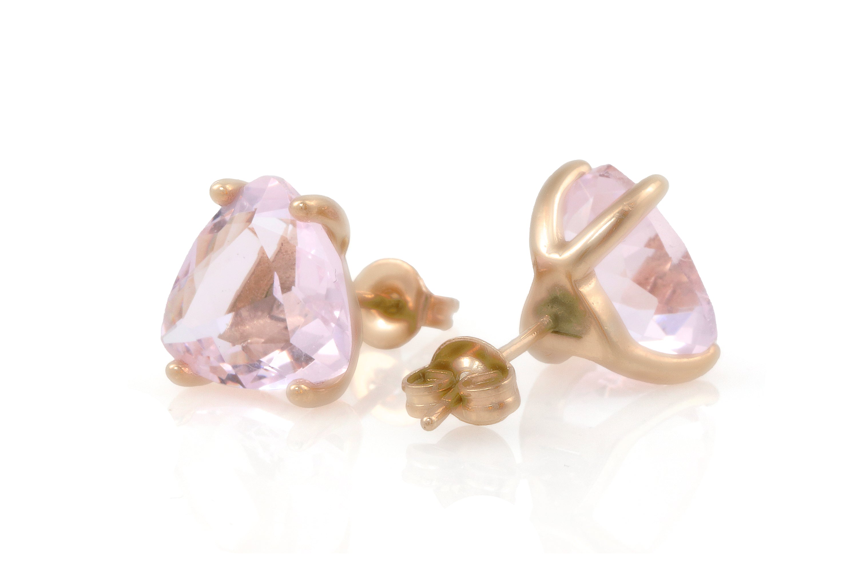 Timeless Rose Quartz Gold Stud Earrings Earrings Anemone Unique