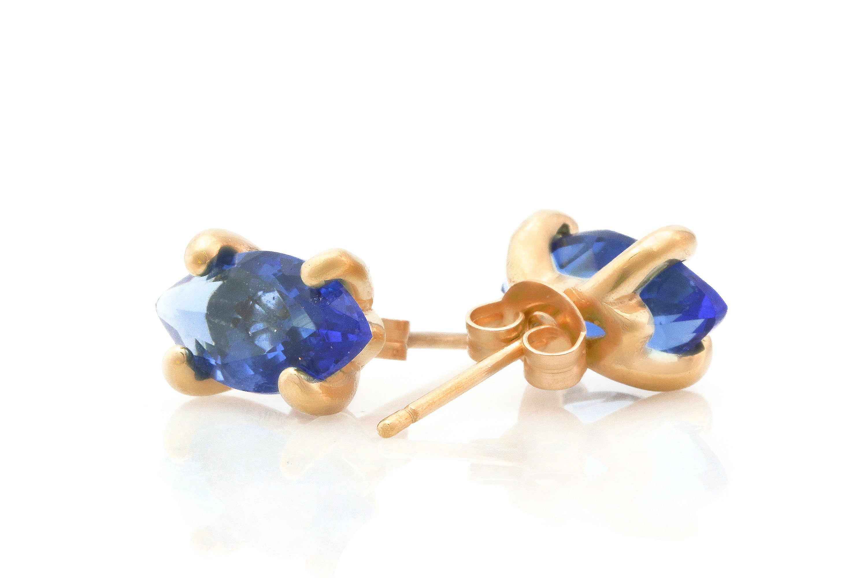 Sleek Marquise Sapphire Earrings in Gold Earrings Anemone Unique