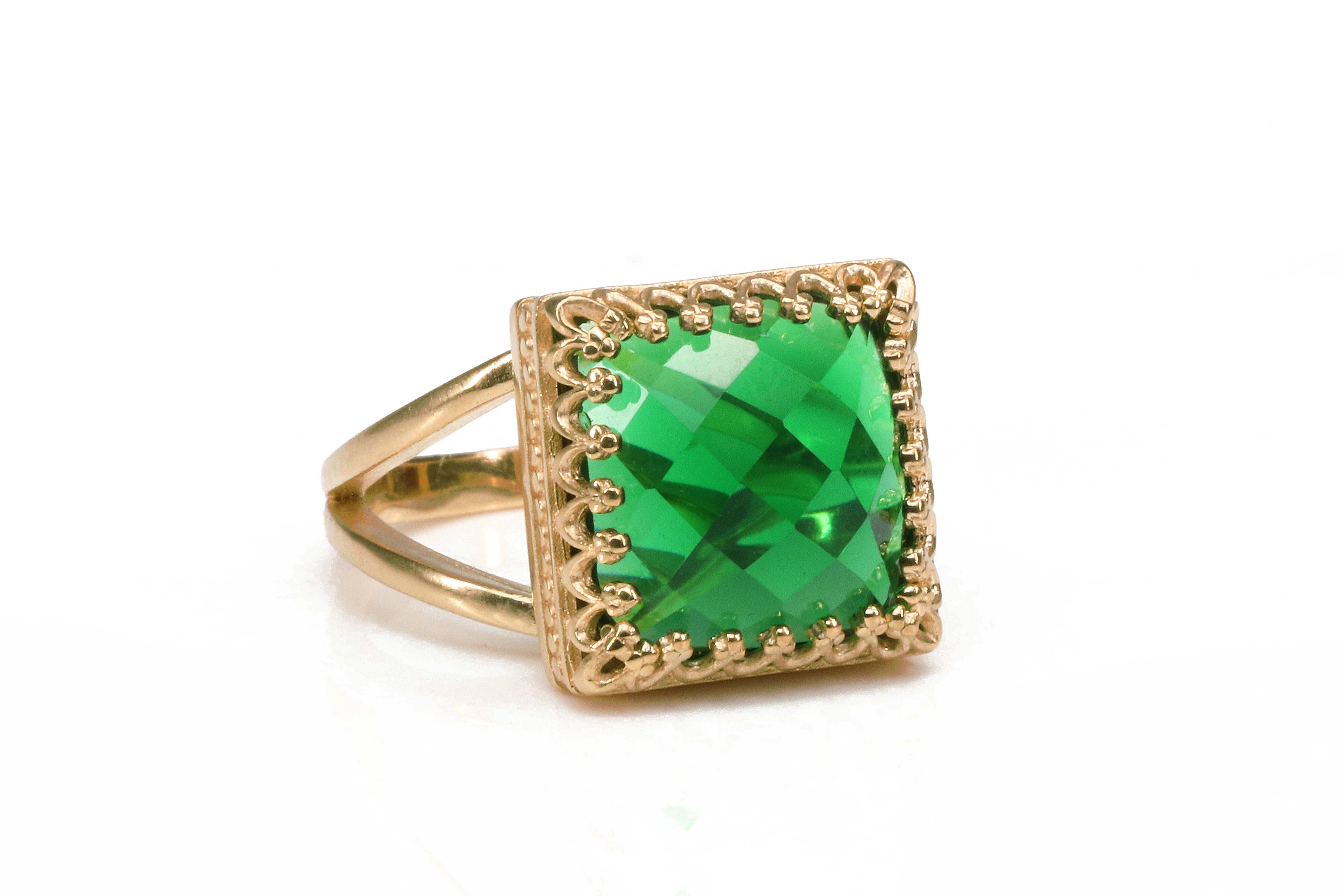 Charming Emerald Unique Ring in 14k Gold Filled Rings Anemone Jewelry