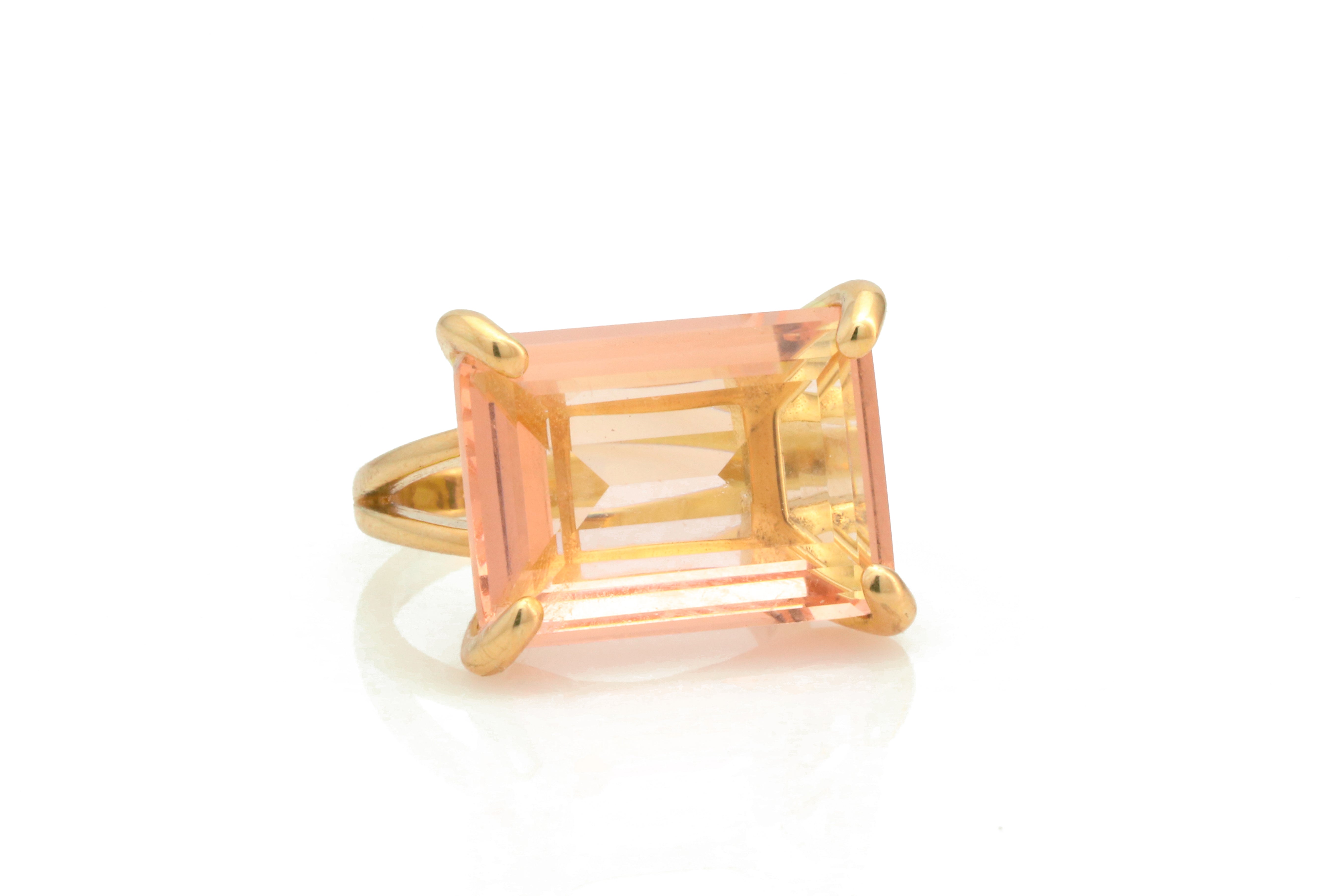 Lustrous Morganite Ring in Gold Rings Anemone Jewelry