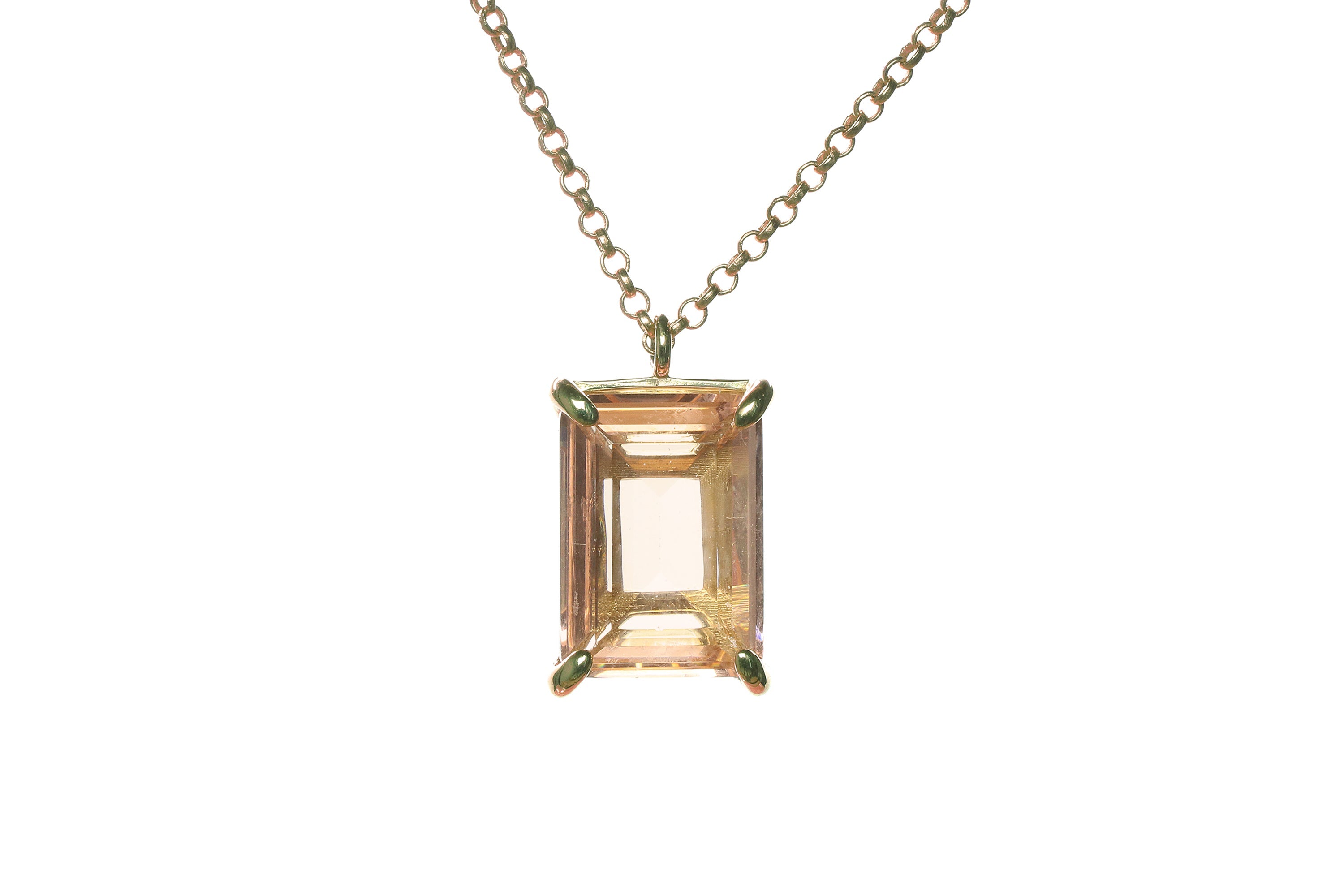 Exquisite Rectangle Morganite Gold Necklace necklaces Anemone Jewelry
