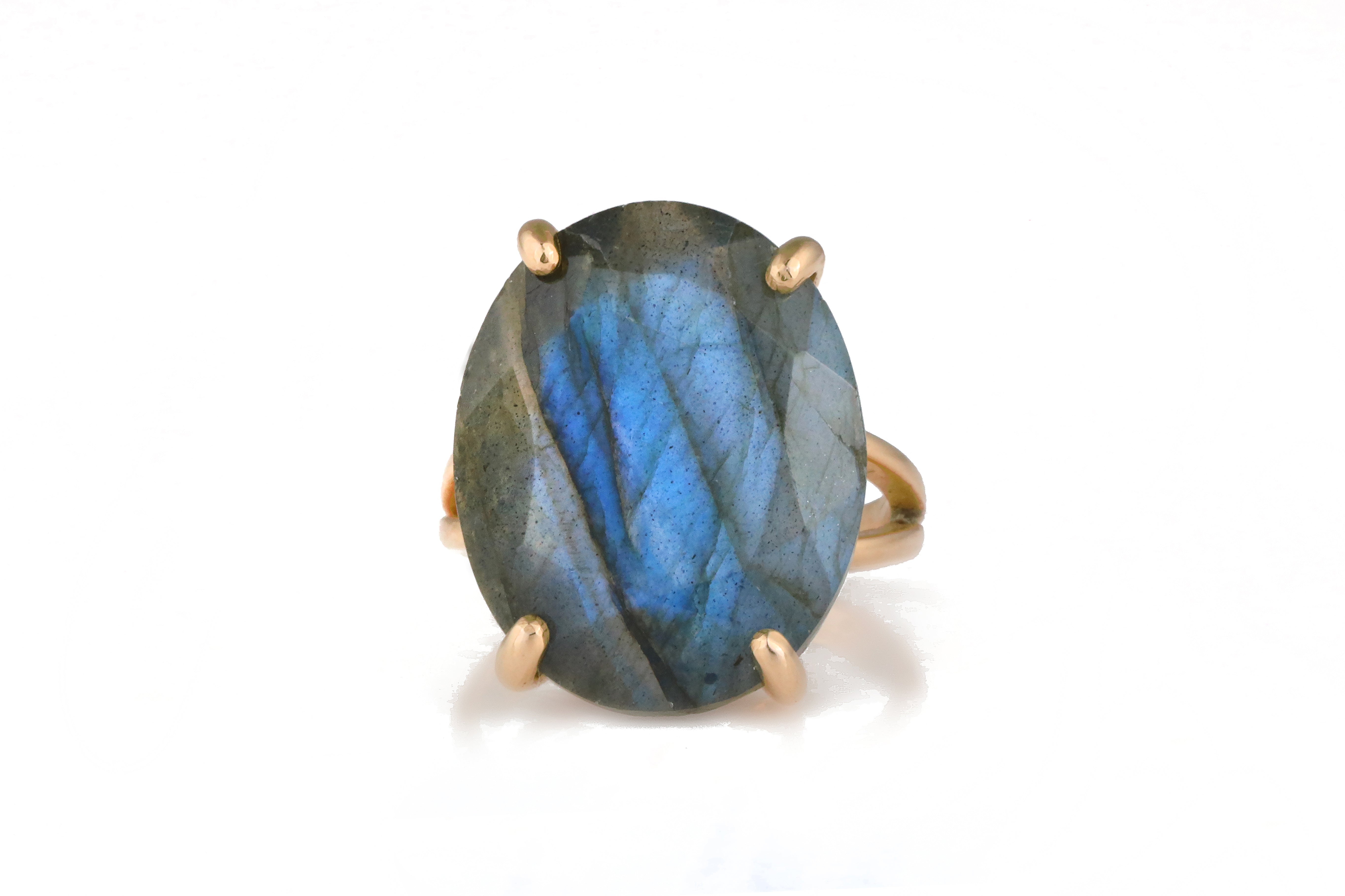 Sterling Silver Ring with Oval Labradorite Rings Anemone Jewelry