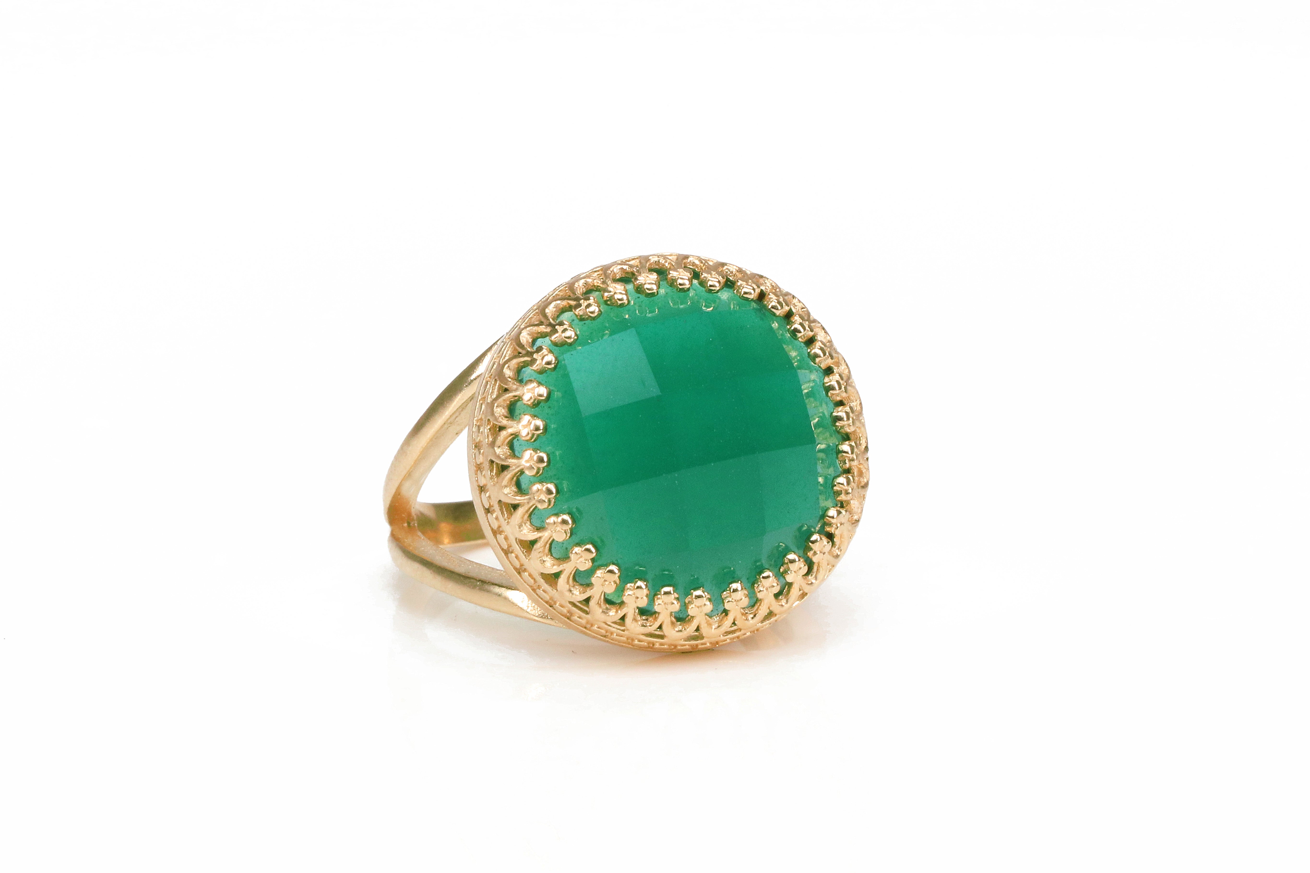 Sophisticated Green Onyx in 14k Gold-filled Ring Band Rings Anemone Jewelry