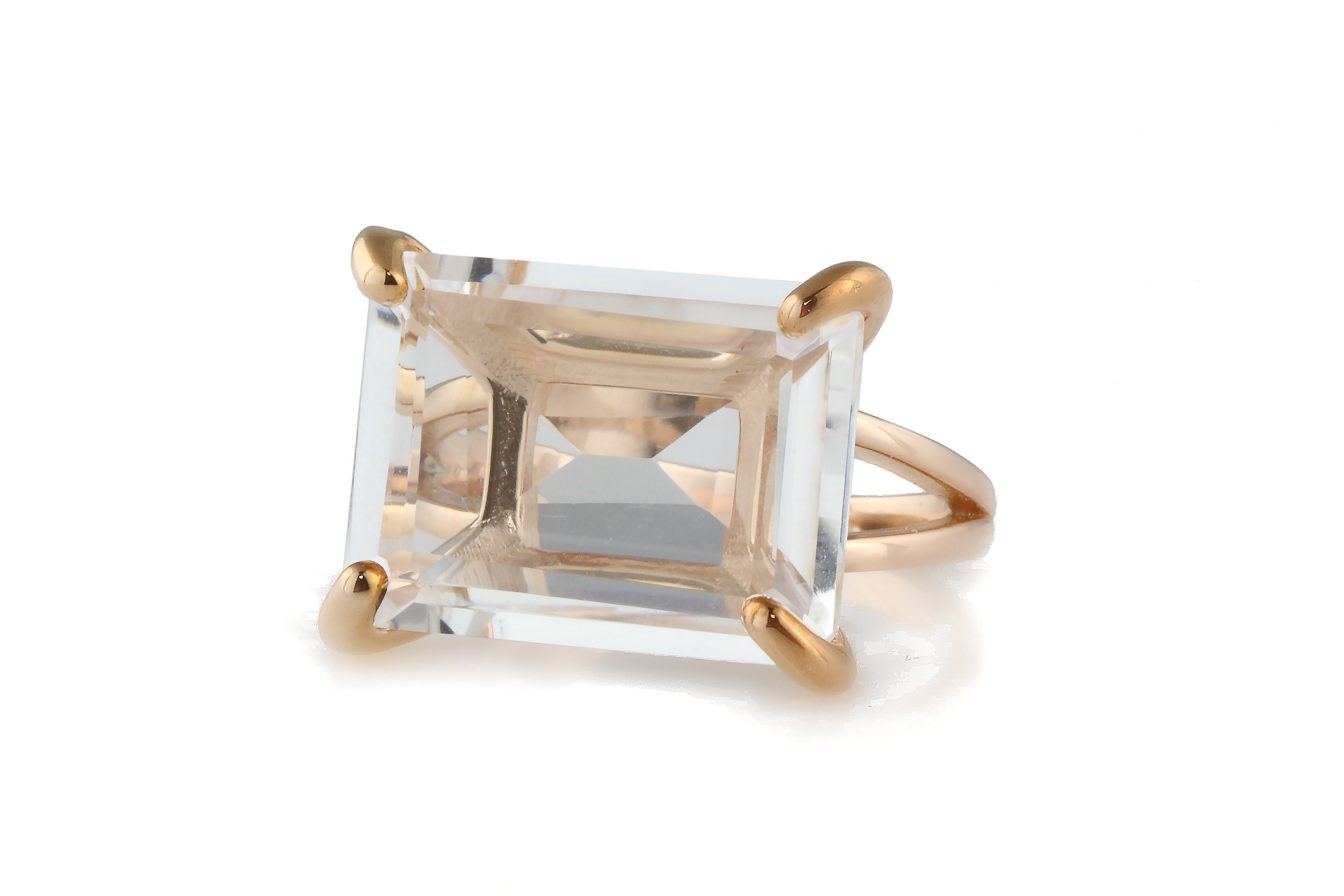 Clear Quartz Ring with 14k Gold-filled Ring Band Rings Anemone Jewelry