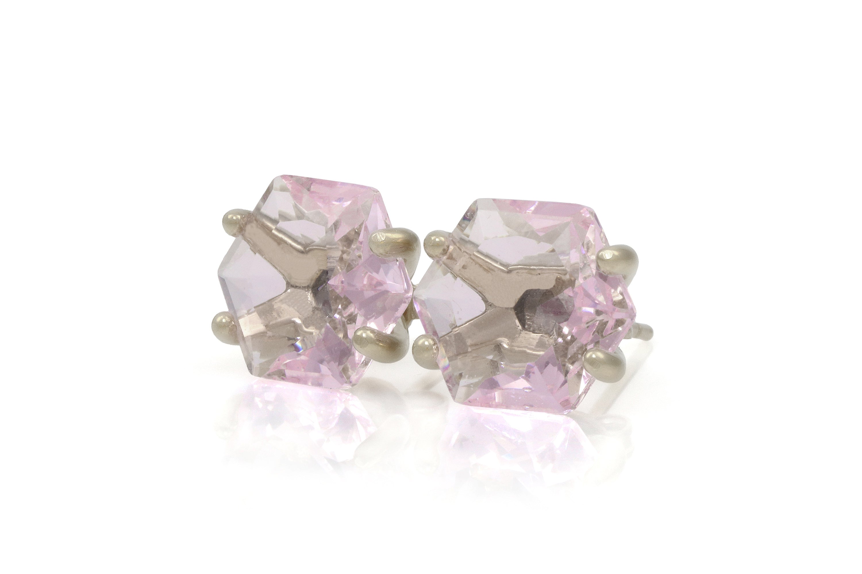 Lustrous Rose Quartz Gold Stud Earrings Earrings Anemone Unique