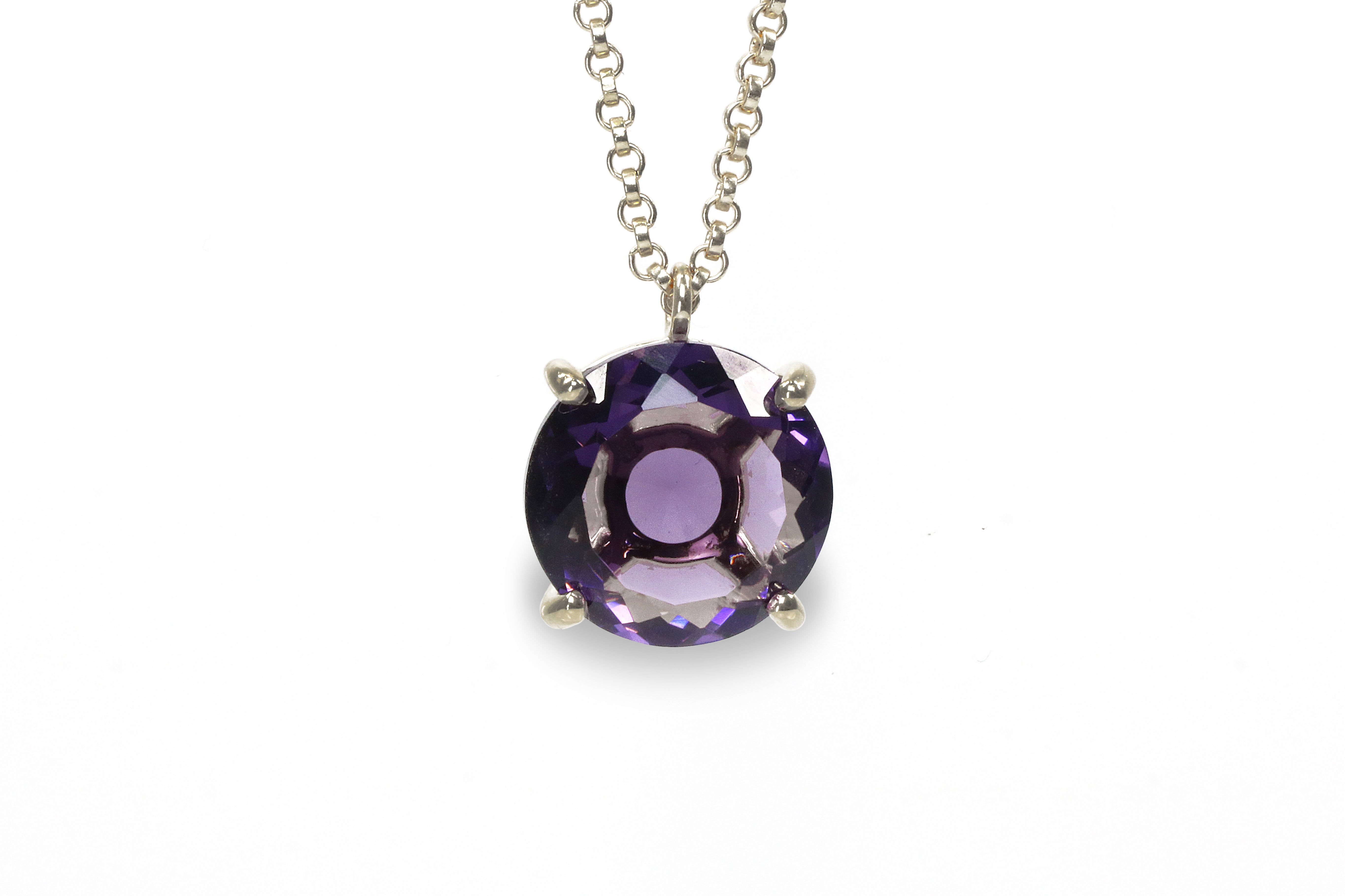 Round Amethyst Gold Necklace for Women necklaces Anemone Jewelry
