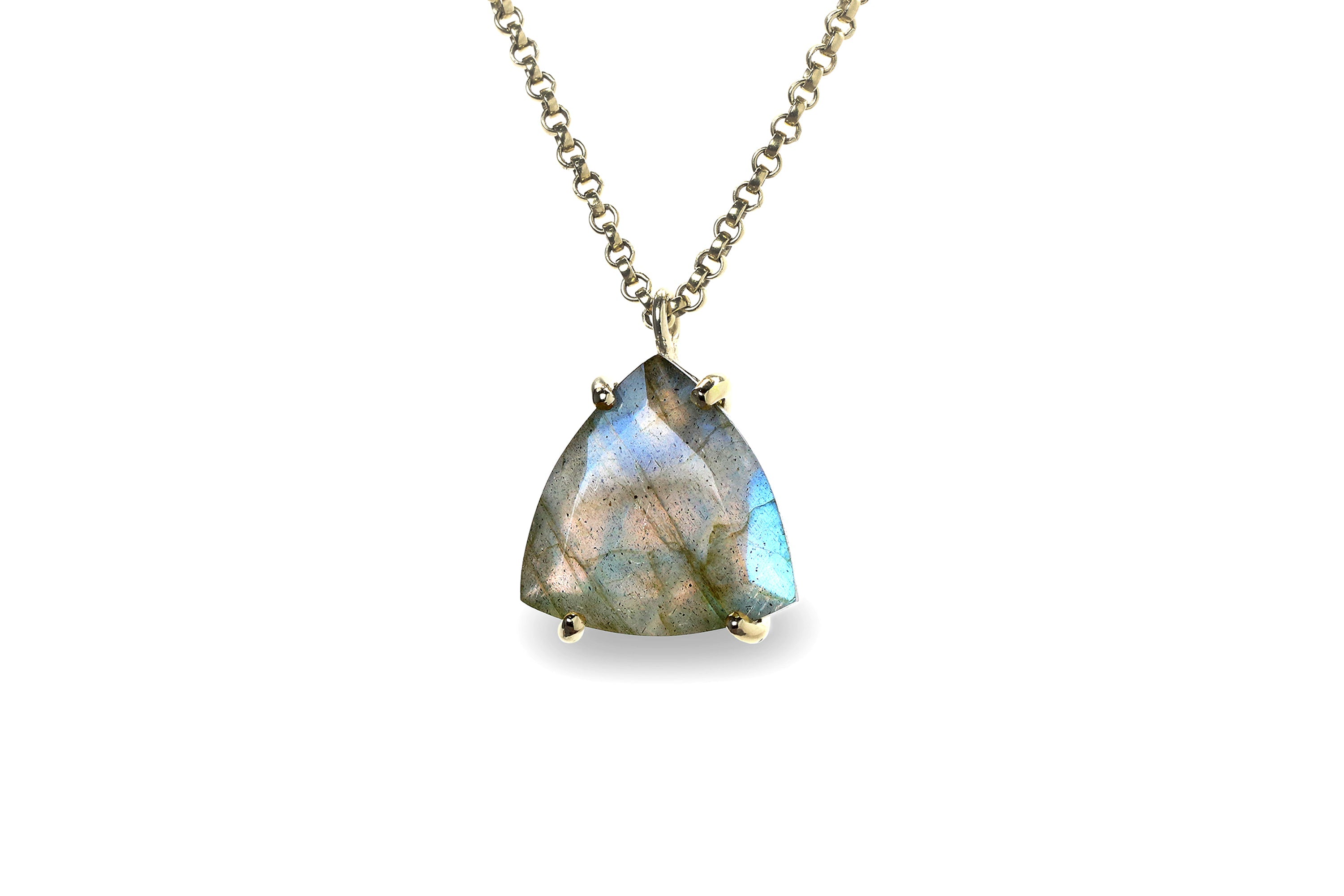 Triangle Labradorite Pendant Gold Necklace necklaces Anemone Jewelry