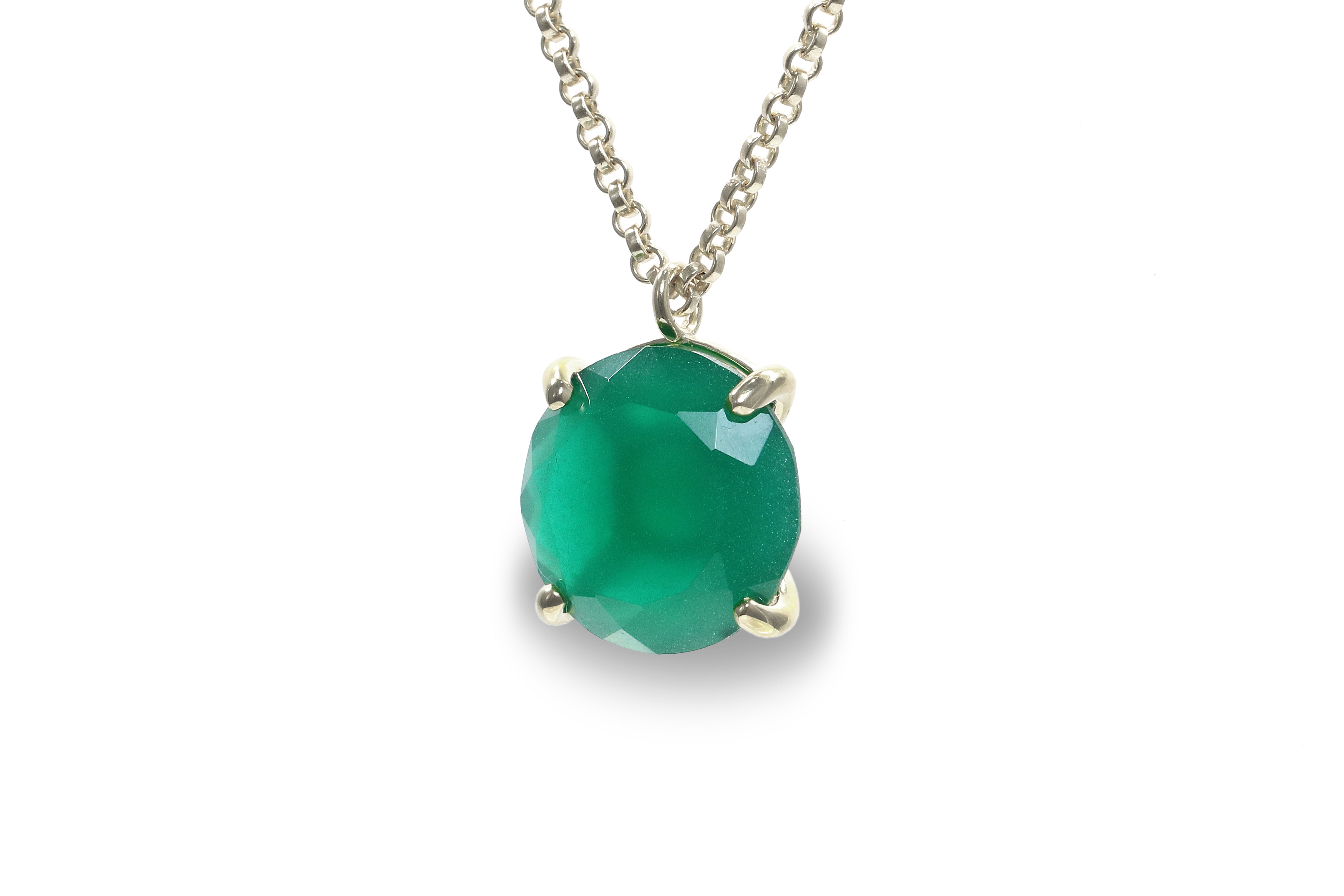 Statement Green Onyx Necklace in 925 Sterling Silver necklaces Anemone Jewelry