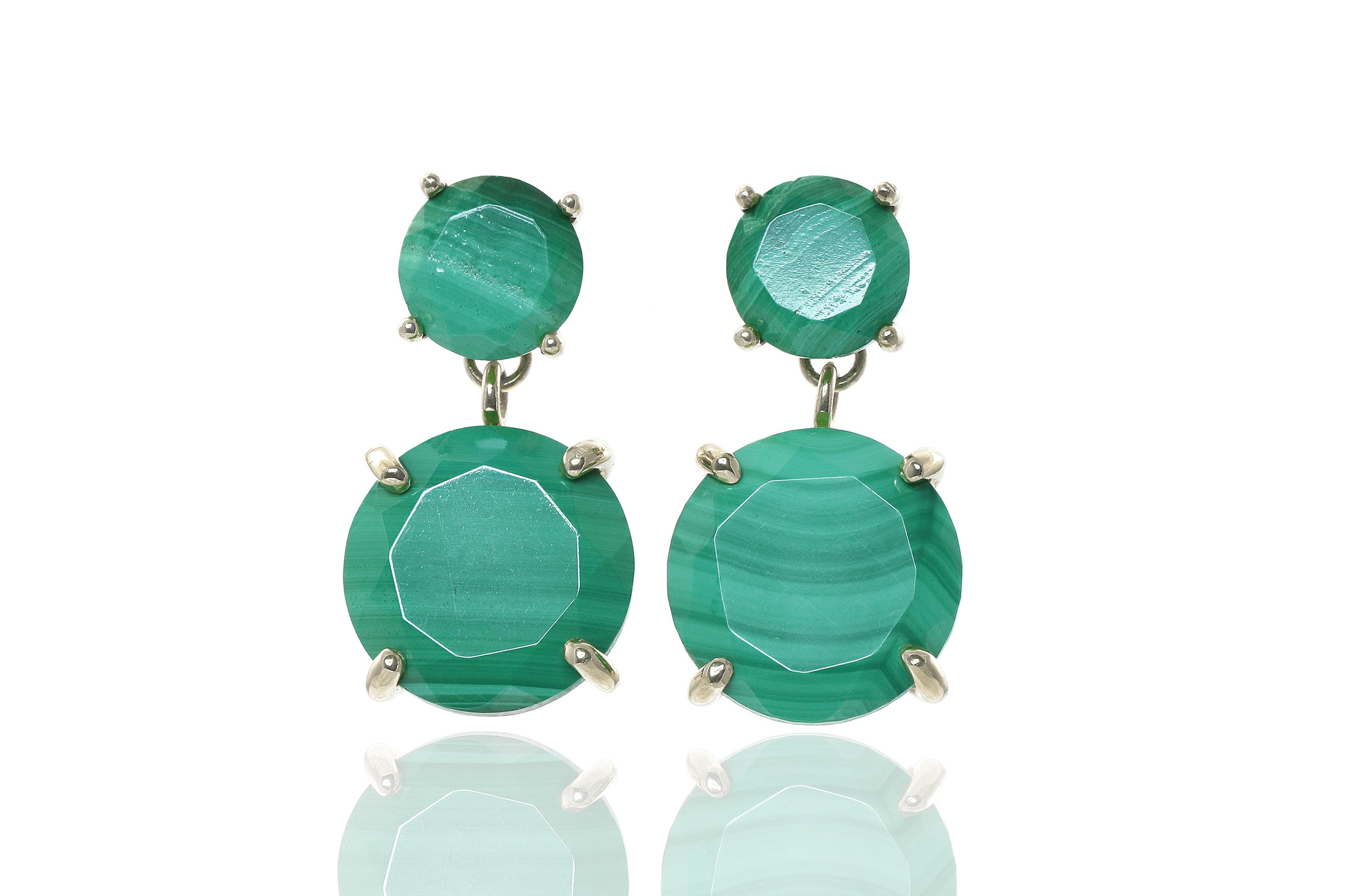Sophisticated Dangling Gold Malachite Earrings Earrings Anemone Jewelry