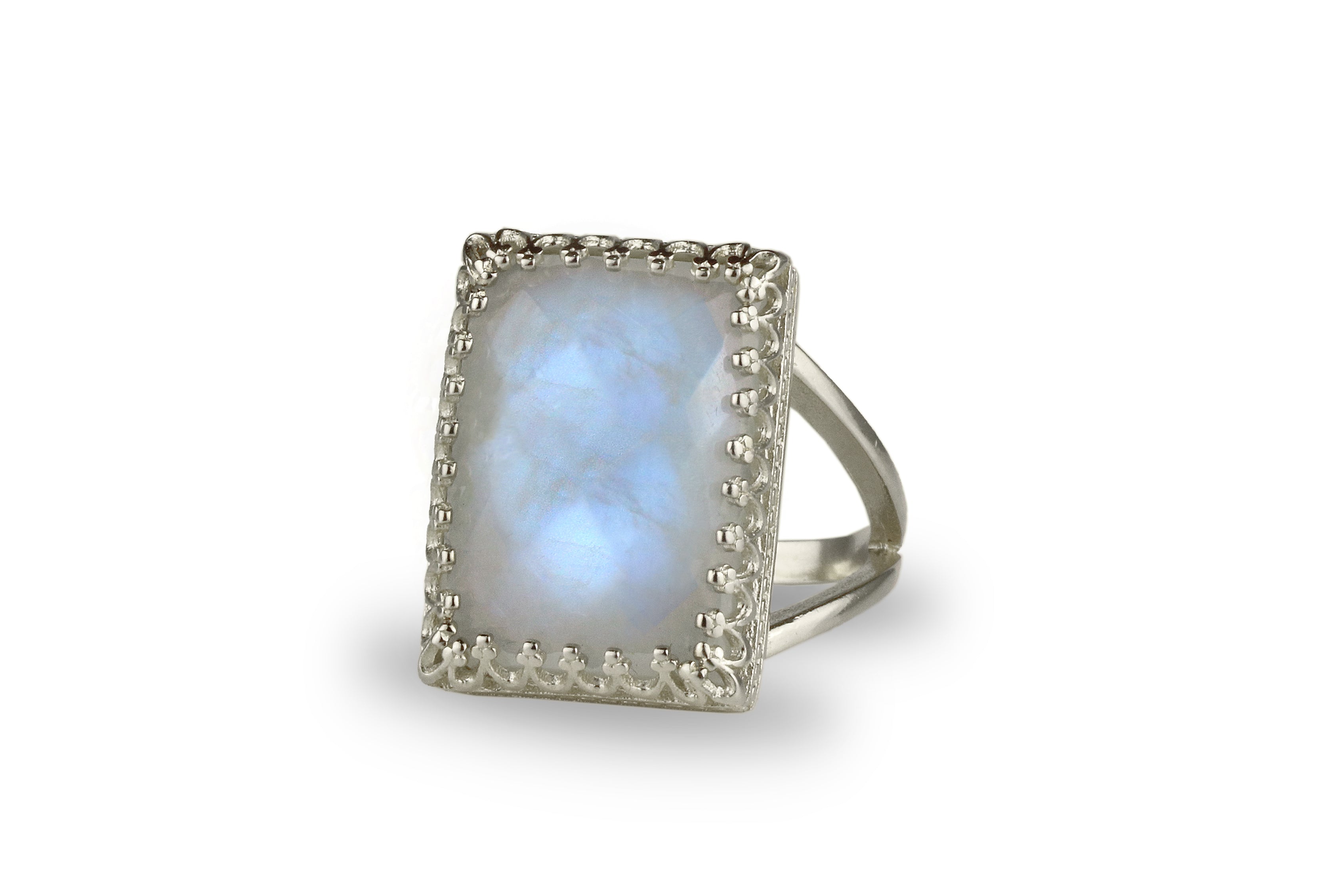 Intricate Moonstone Ring in Rose Gold Rings Anemone Jewelry
