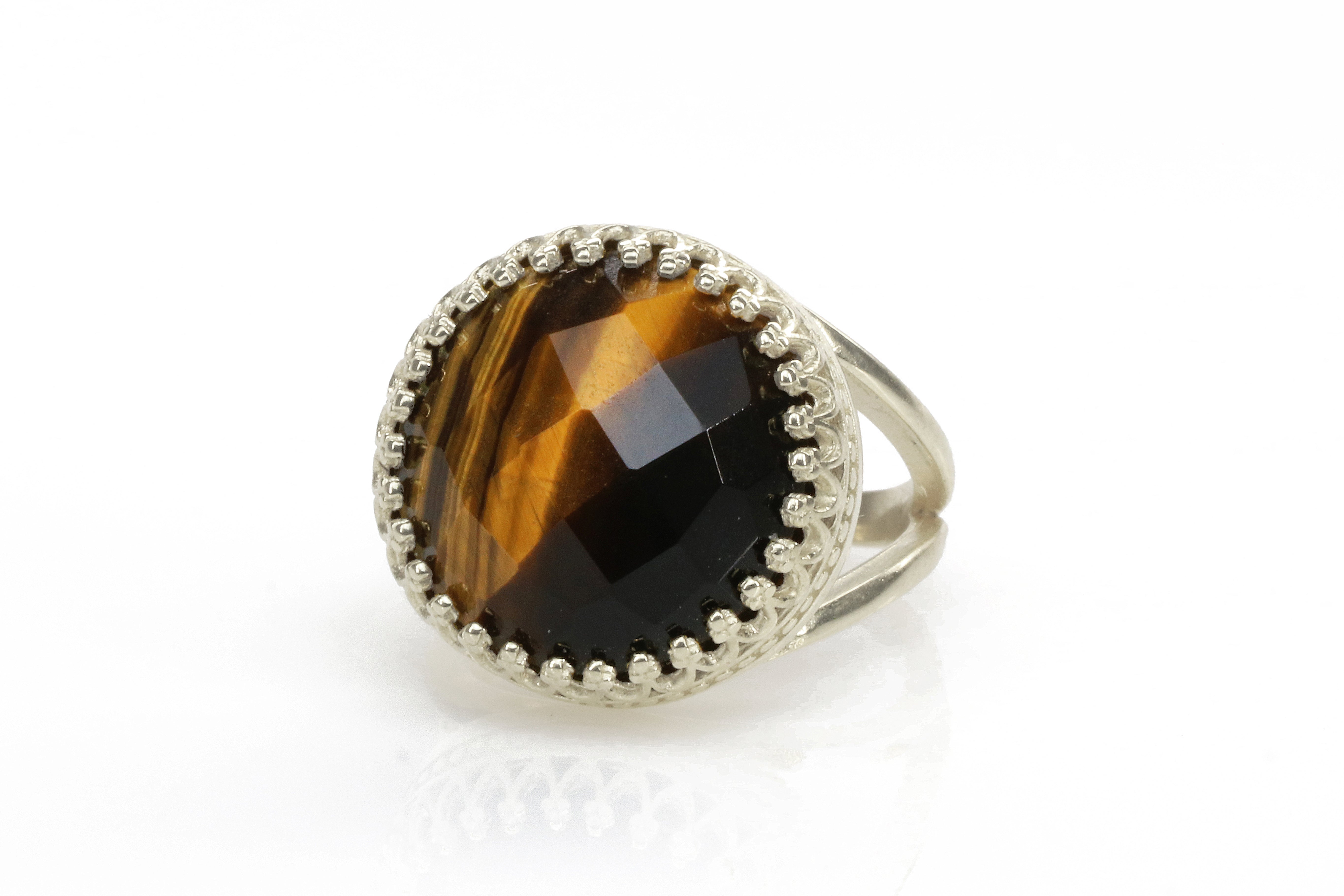 14k Gold Intricate Tiger Eye Ring Rings Anemone Jewelry