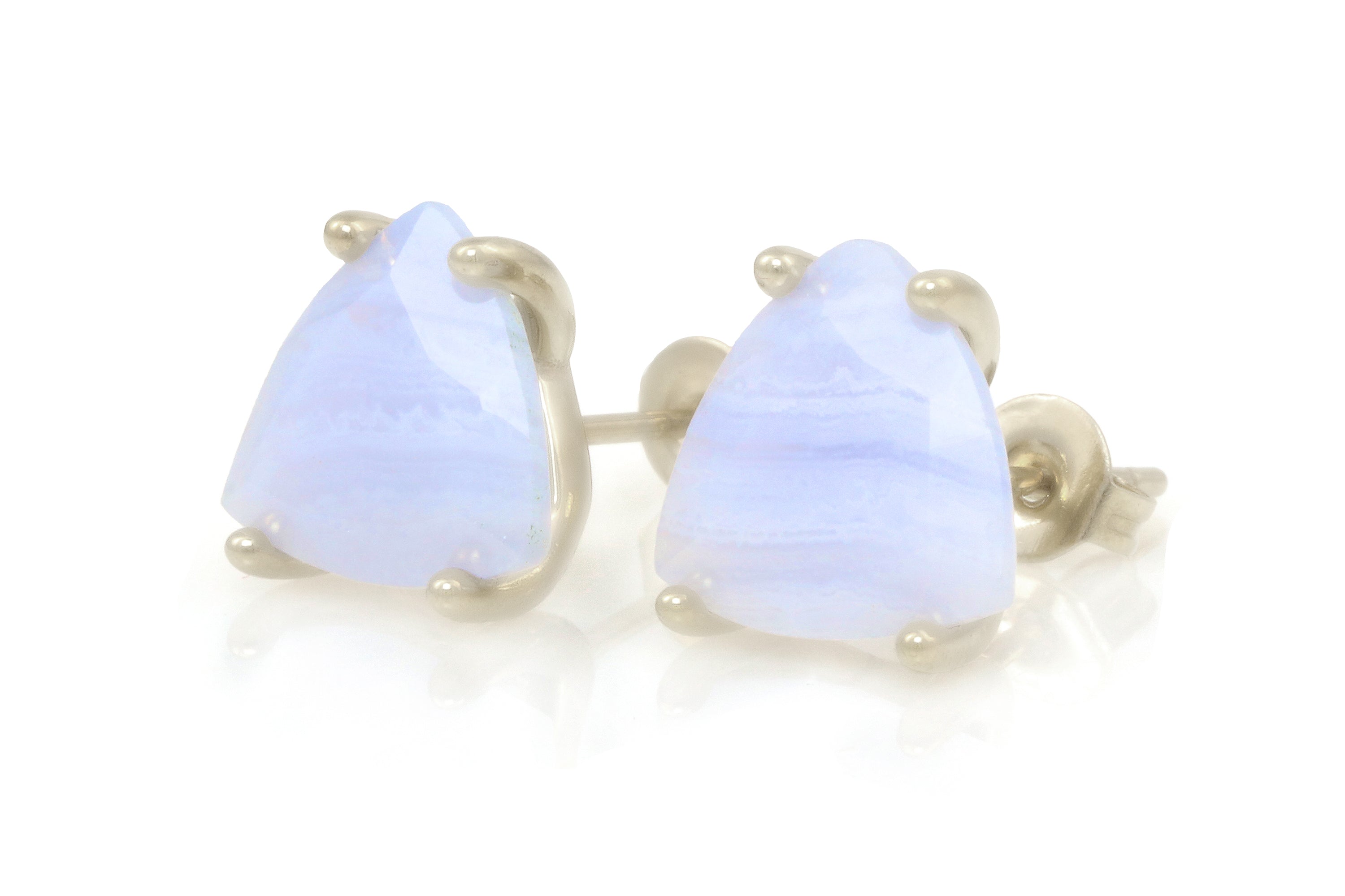 Trillion Stud Lace Agate Earrings in Gold Earrings Anemone Unique