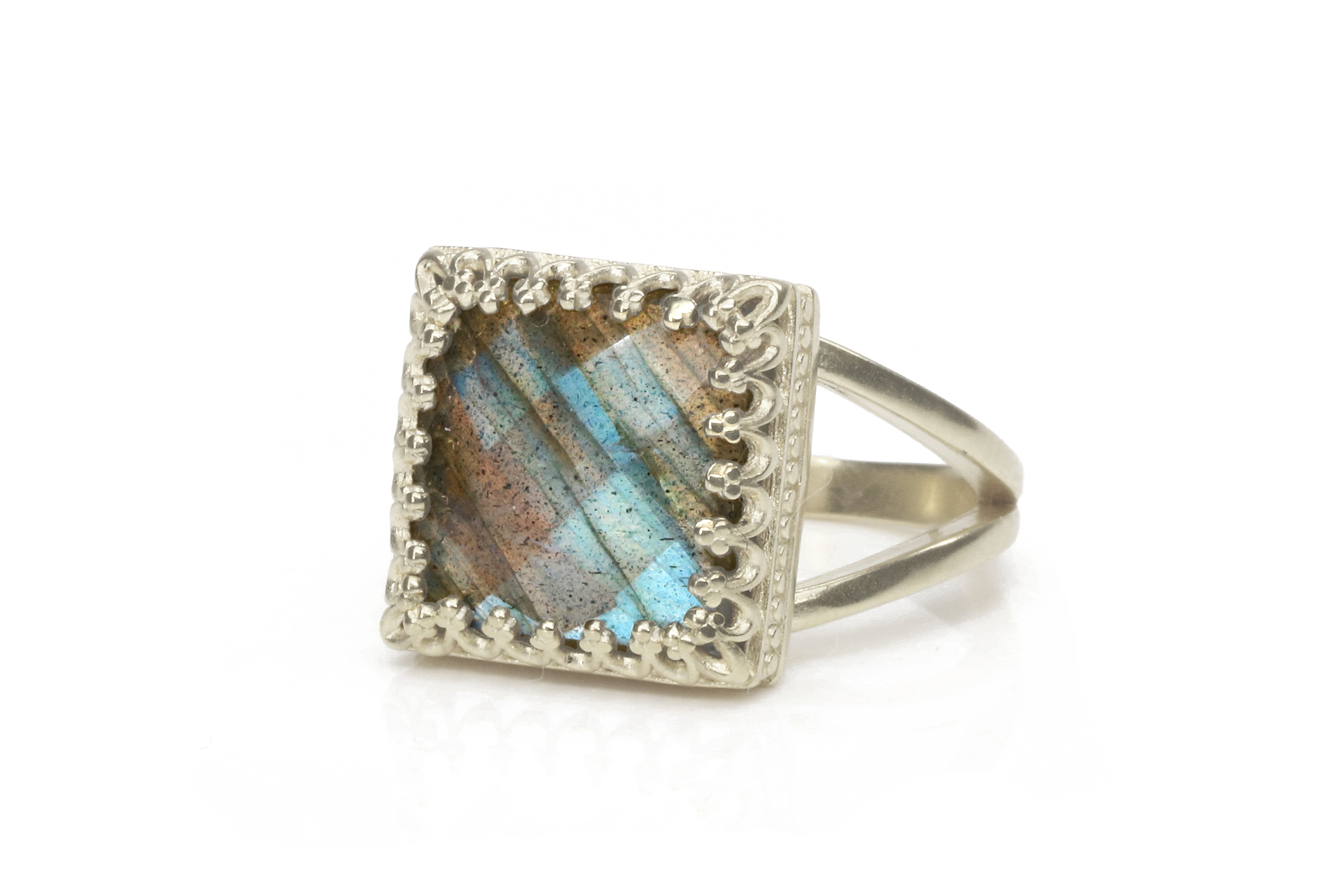Colorful Labradorite Ring in 14k Gold-filled Band Rings Anemone Jewelry