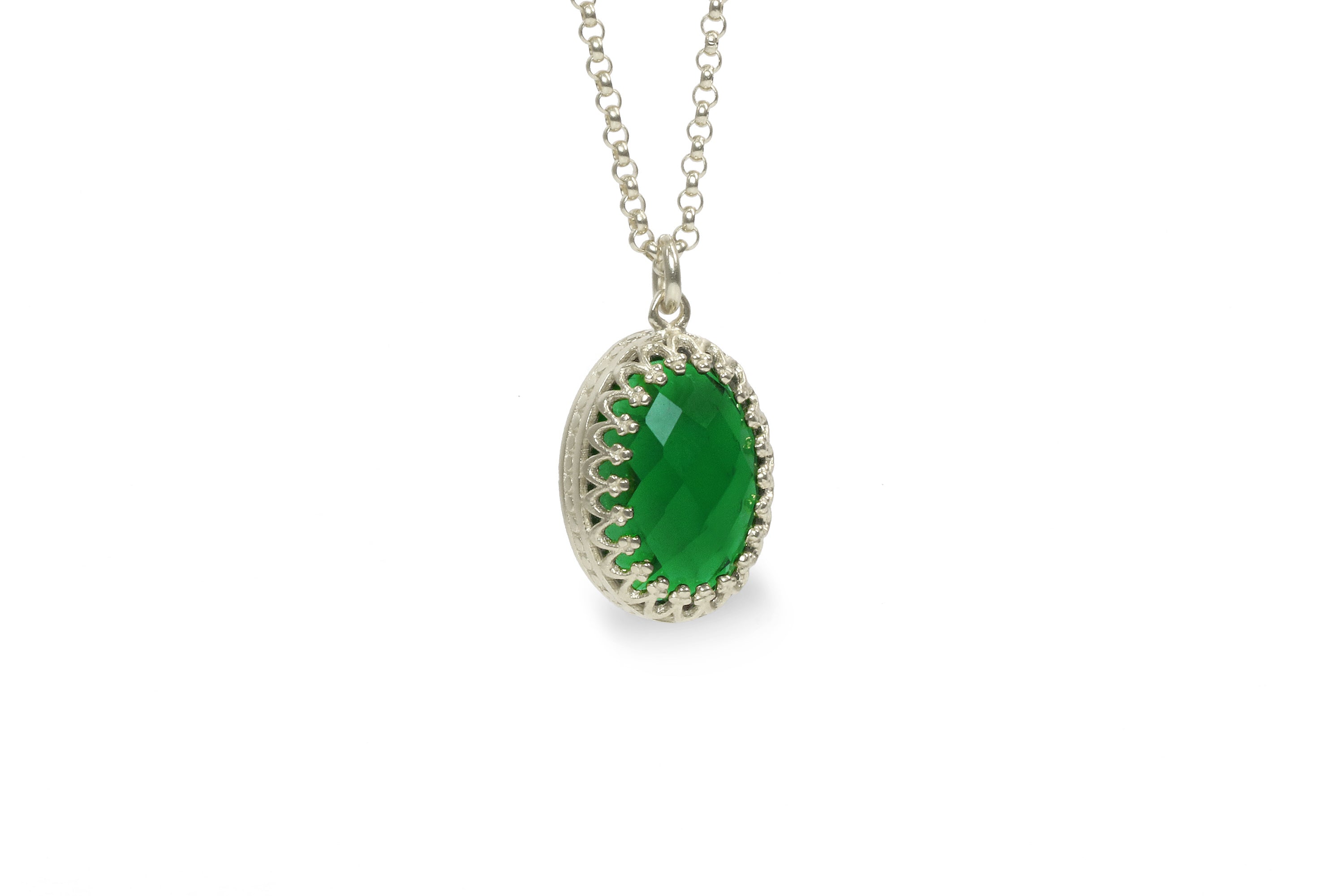 Intricate Emerald Necklace in 14k Gold necklaces Anemone Jewelry