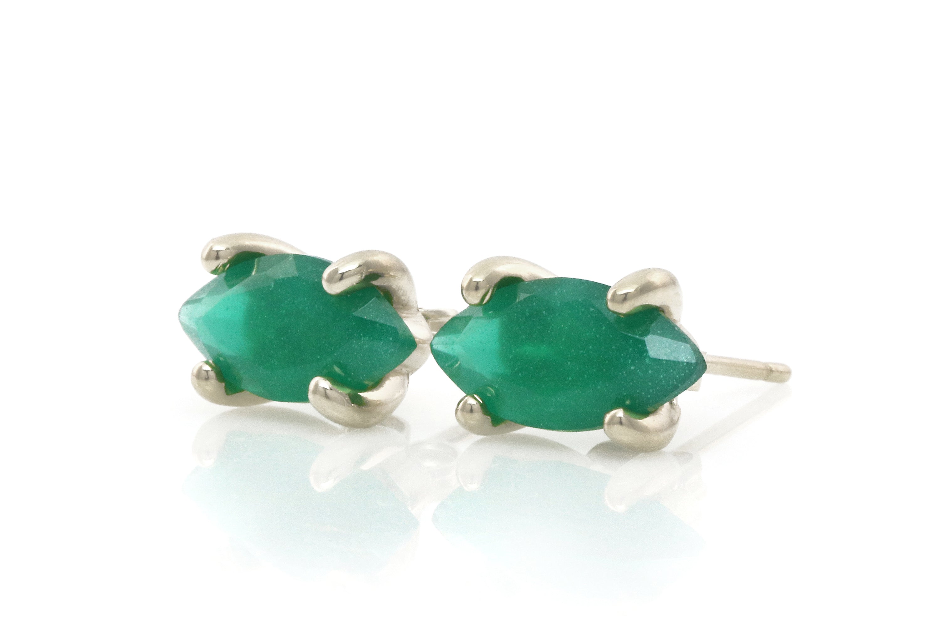 Green Onyx Gold Stud Earrings Earrings Anemone Unique