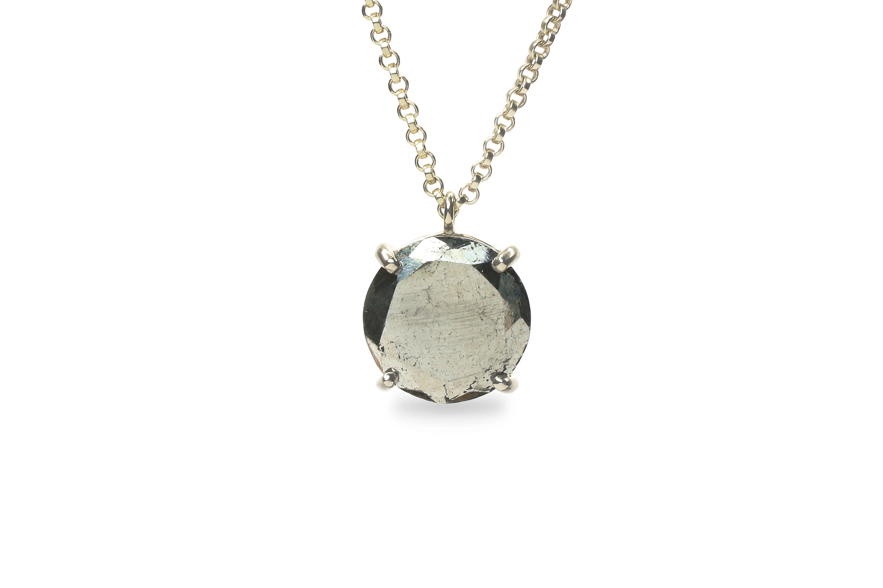 Handmade 16mm Raw Pyrite Necklace in 14k Gold necklaces Anemone Jewelry