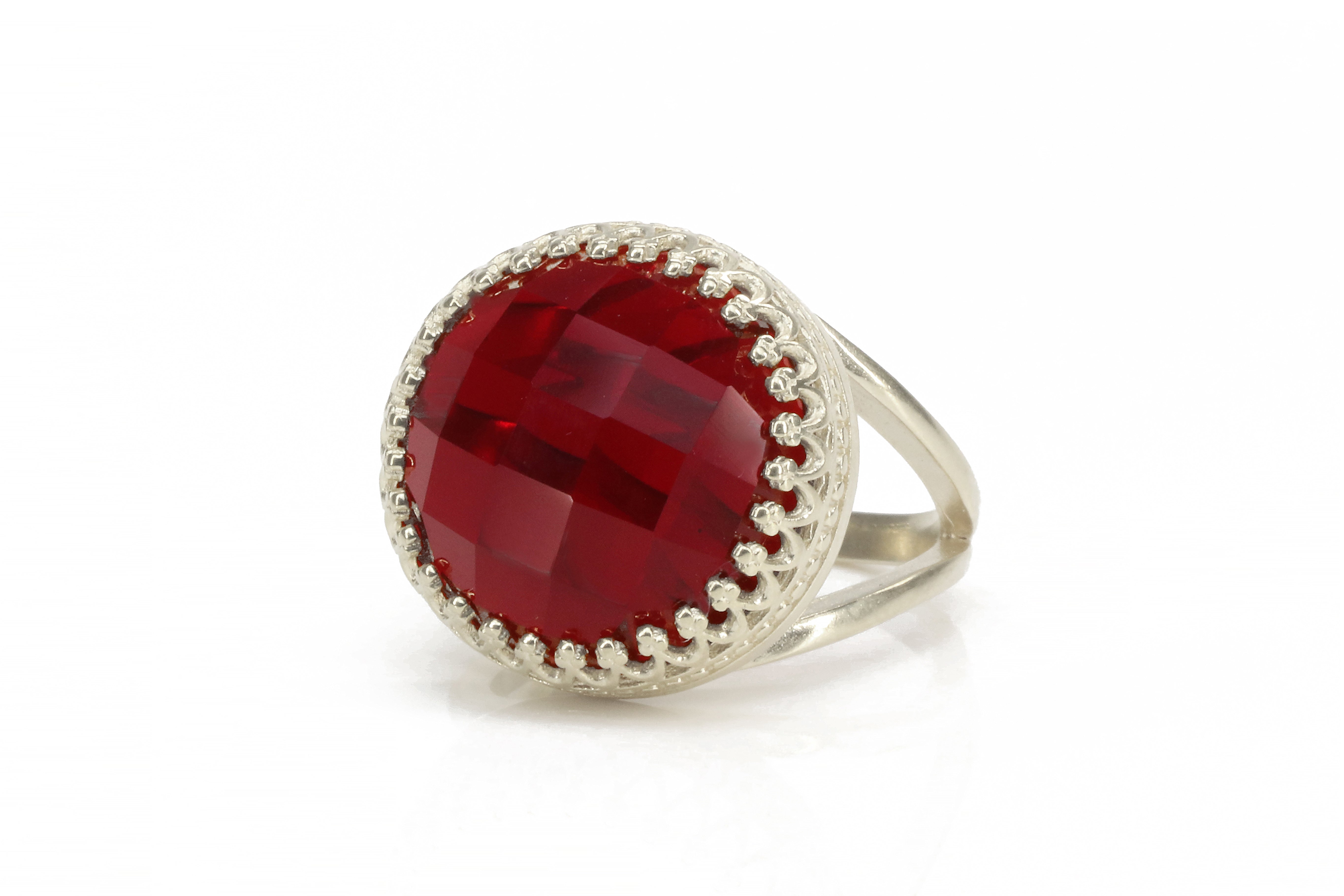 Dazzling Round Garnet Sterling Silver Ring Rings Anemone Jewelry