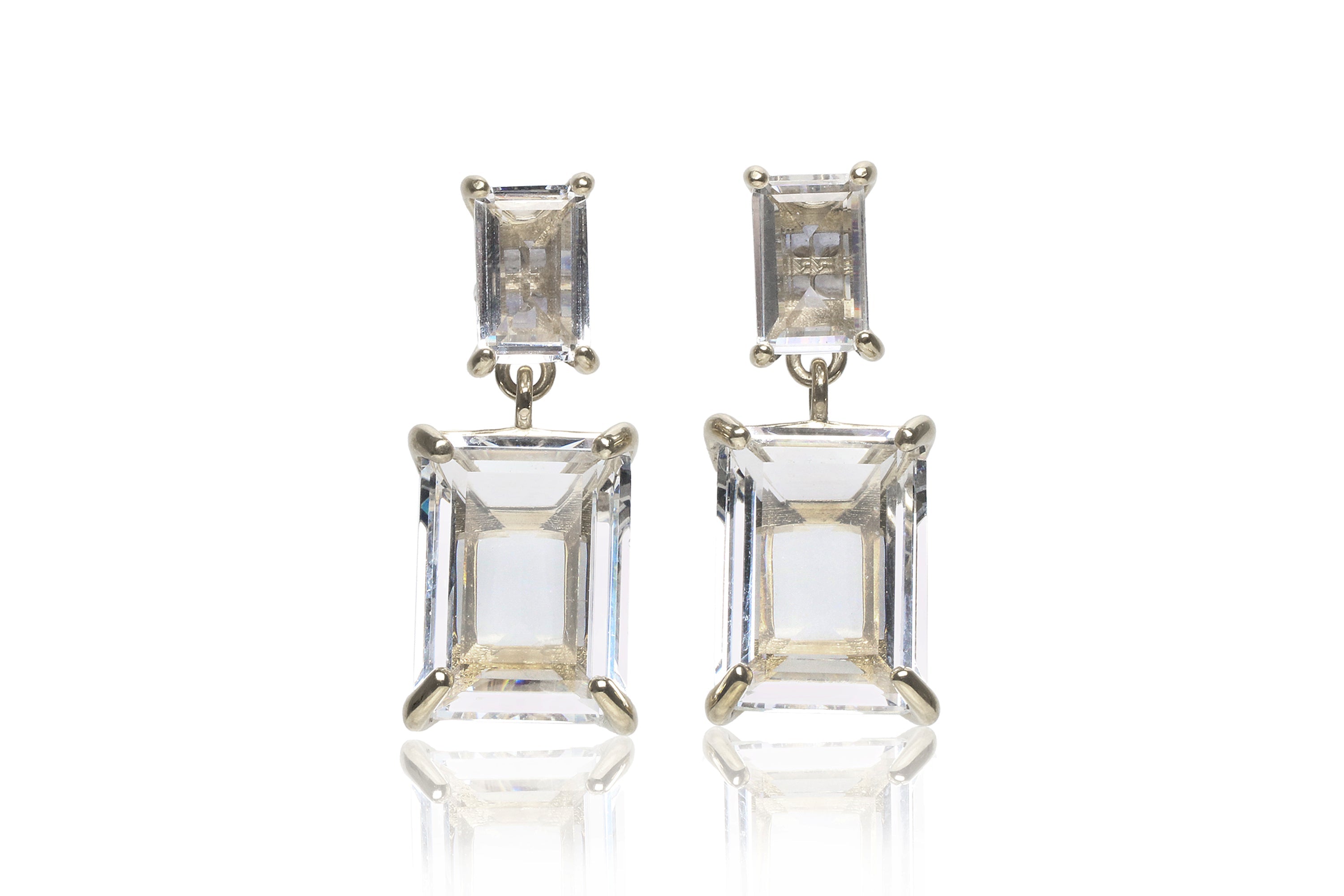 Statement Dangle Crystal Quartz Earrings in Gold Earrings Anemone Jewelry