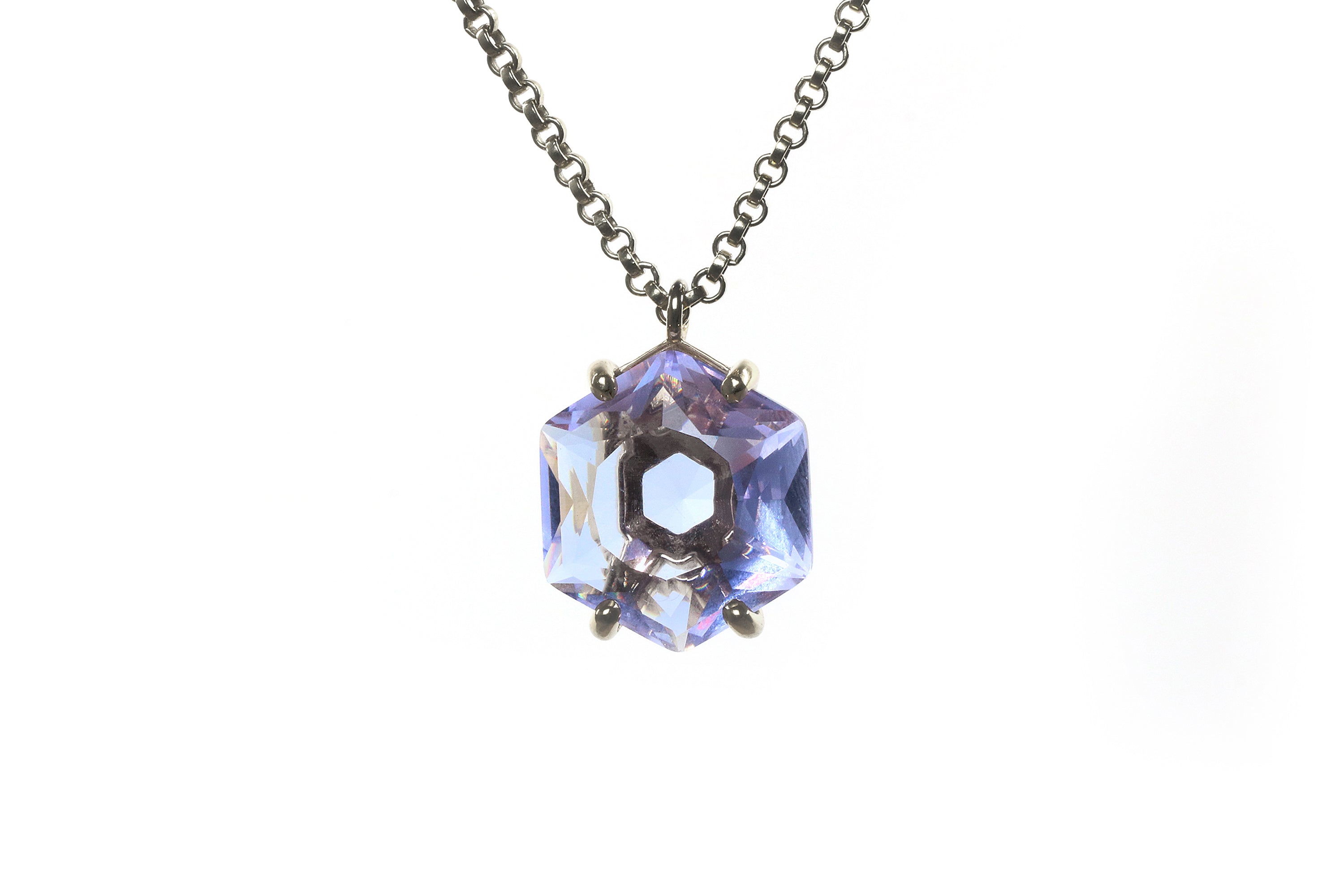 Hexagon Tanzanite Necklace in Sterling Silver necklaces Anemone Jewelry