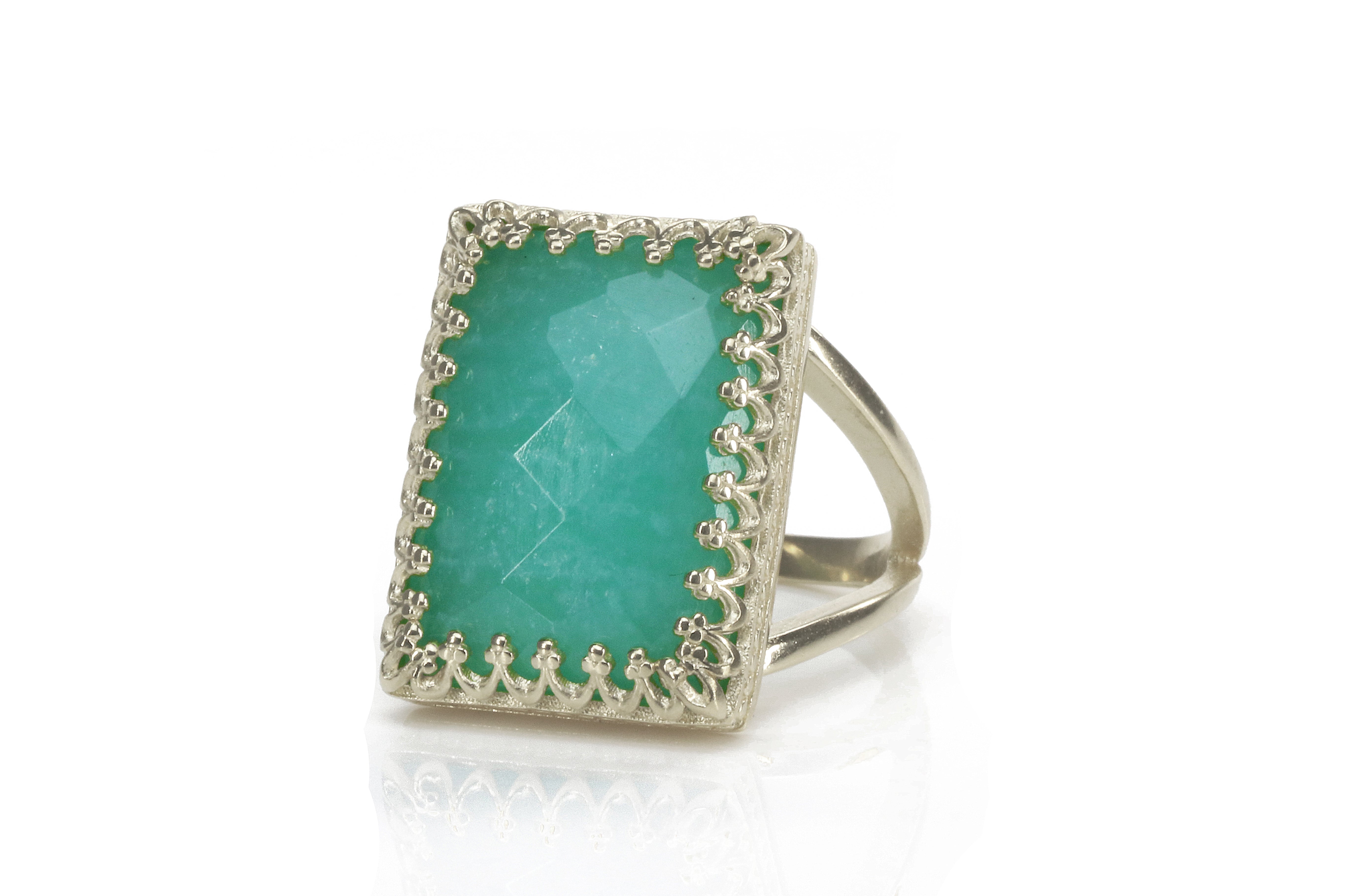 Exquisite Amazonite Ring with 14K Gold-filled Ring Band Rings Anemone Jewelry